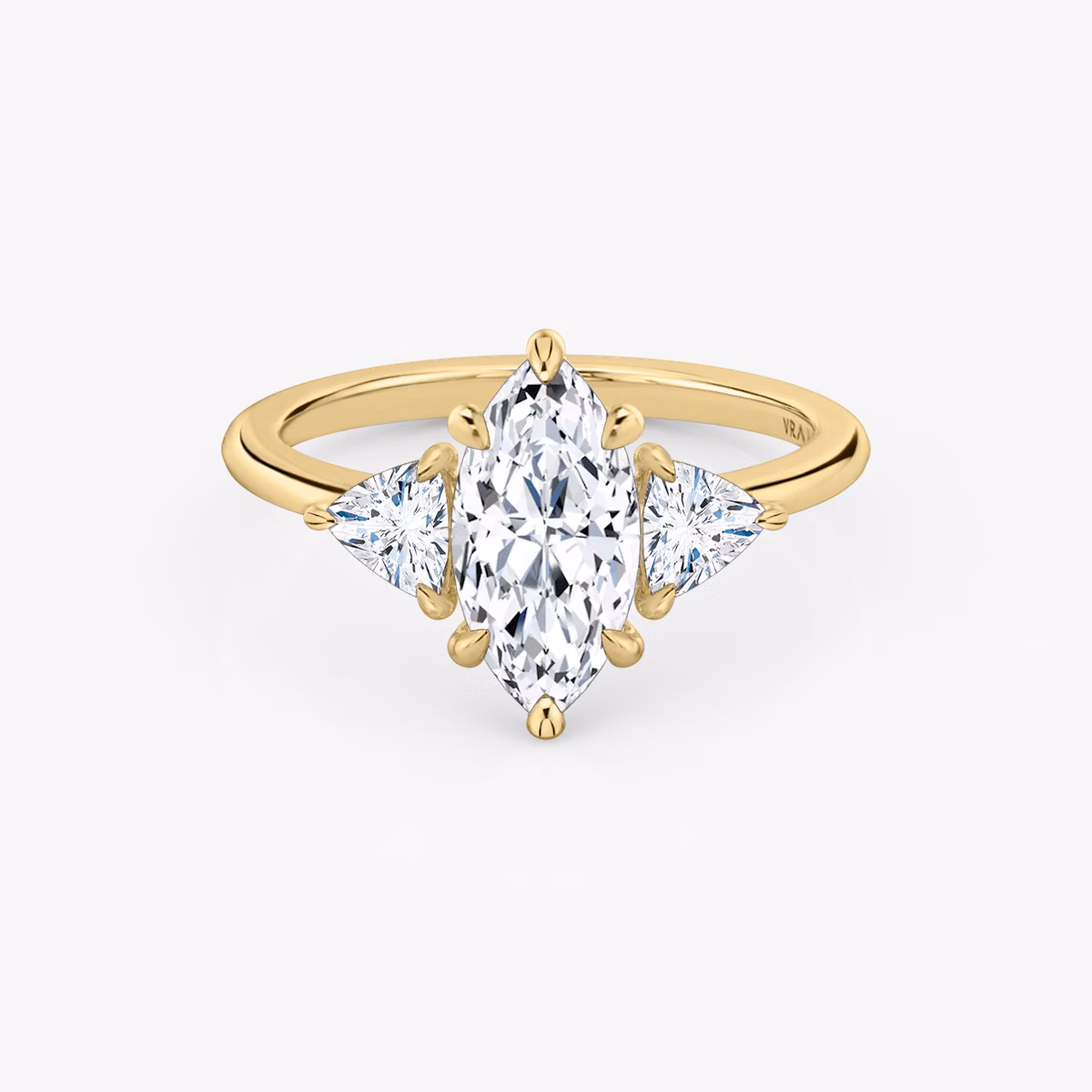 Three Stone | Marquise | 18k | Gelbgold | bandAccent: Ohne Pavé-Besatz | sideStoneCarat: 0.25ct | sideStoneShape: Trillant | diamondOrientation: vertical | caratWeight: other