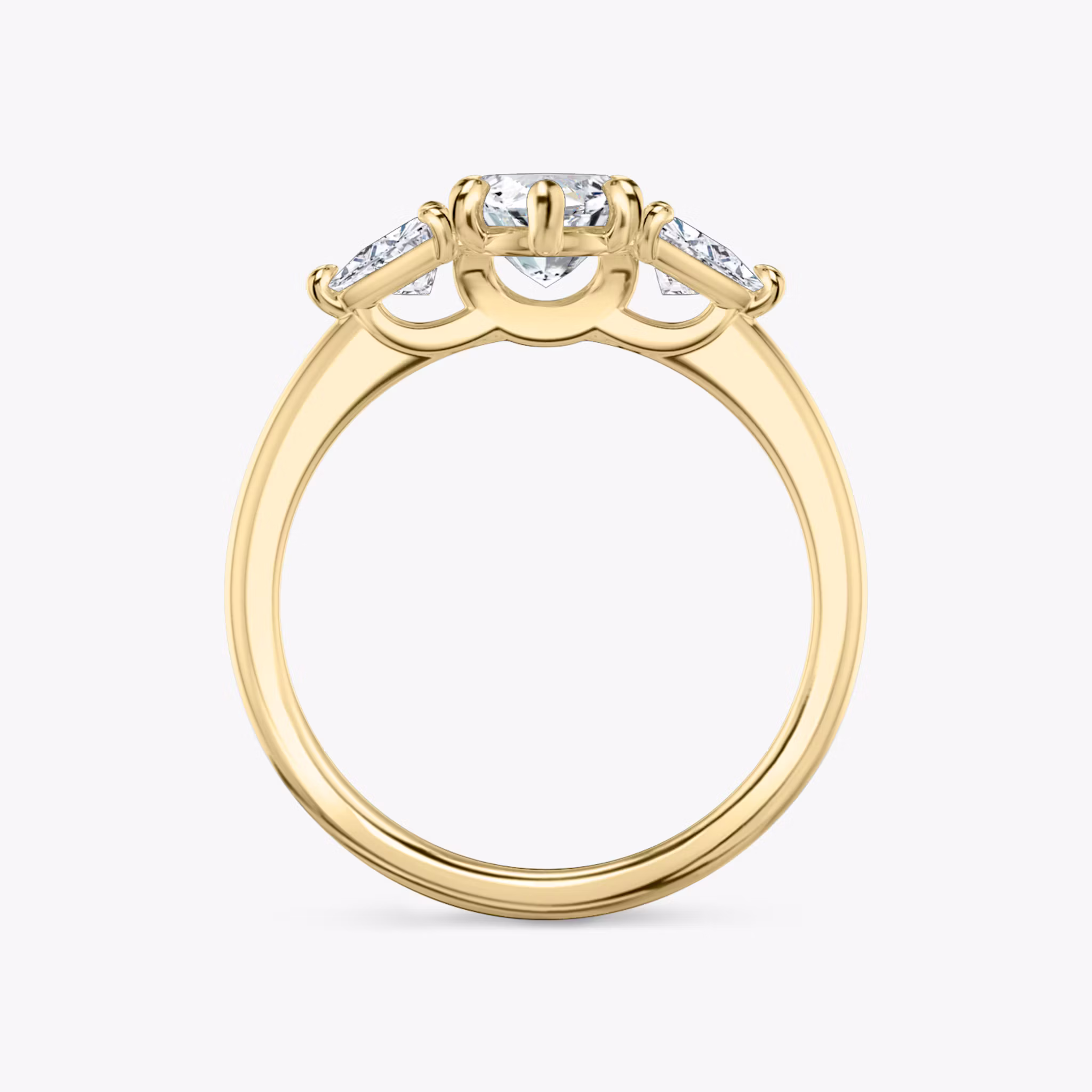 The Three Stone | Marquise | 18k | Yellow Gold | bandAccent: Plain | sideStoneCarat: 0.25ct | sideStoneShape: Trillion | diamondOrientation: vertical | caratWeight: other
