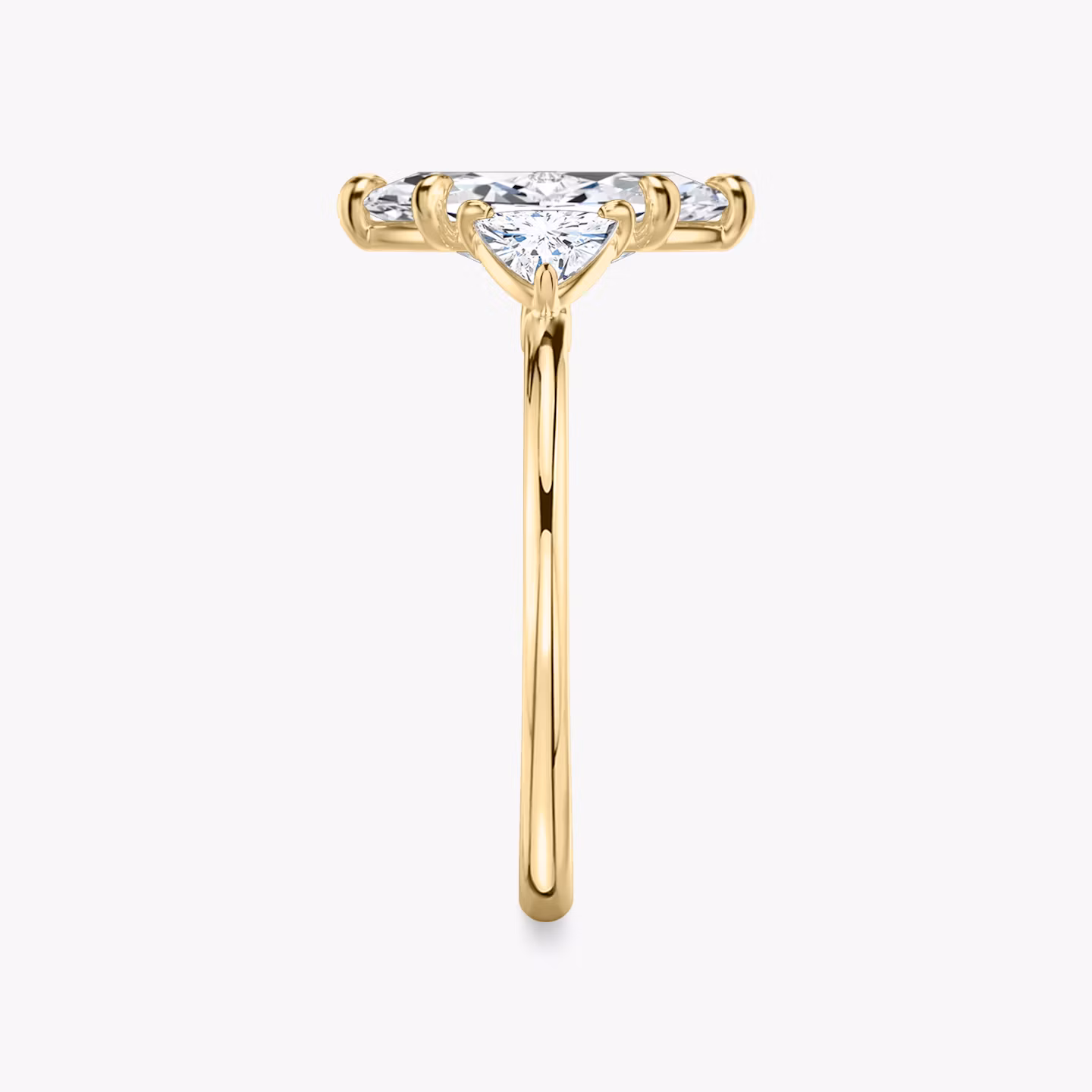 The Three Stone | Marquise | 18k | Yellow Gold | bandAccent: Plain | sideStoneCarat: 0.25ct | sideStoneShape: Trillion | diamondOrientation: vertical | caratWeight: other