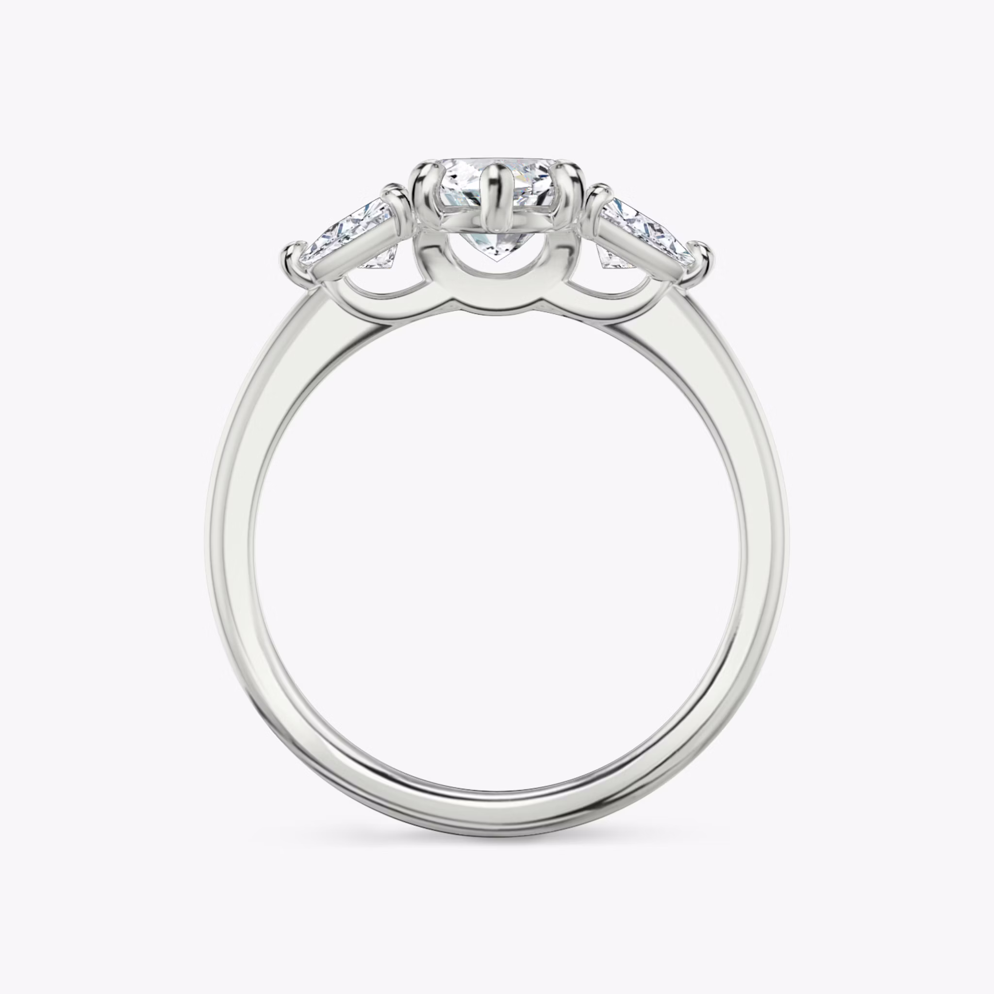 The Three Stone | Marquise | 18k | White Gold | bandAccent: Plain | sideStoneCarat: 0.25ct | sideStoneShape: Trillion | diamondOrientation: vertical | caratWeight: other