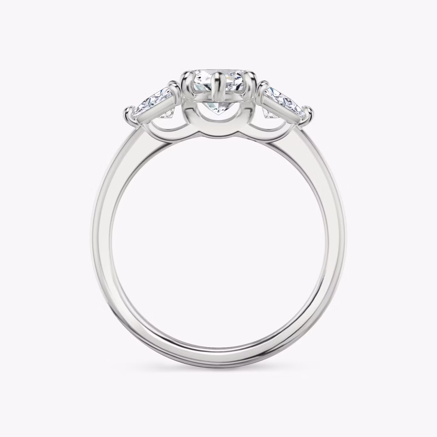 The Three Stone | Marquise | 18k | White Gold | bandAccent: Plain | sideStoneCarat: 0.25ct | sideStoneShape: Trillion | diamondOrientation: vertical | caratWeight: other