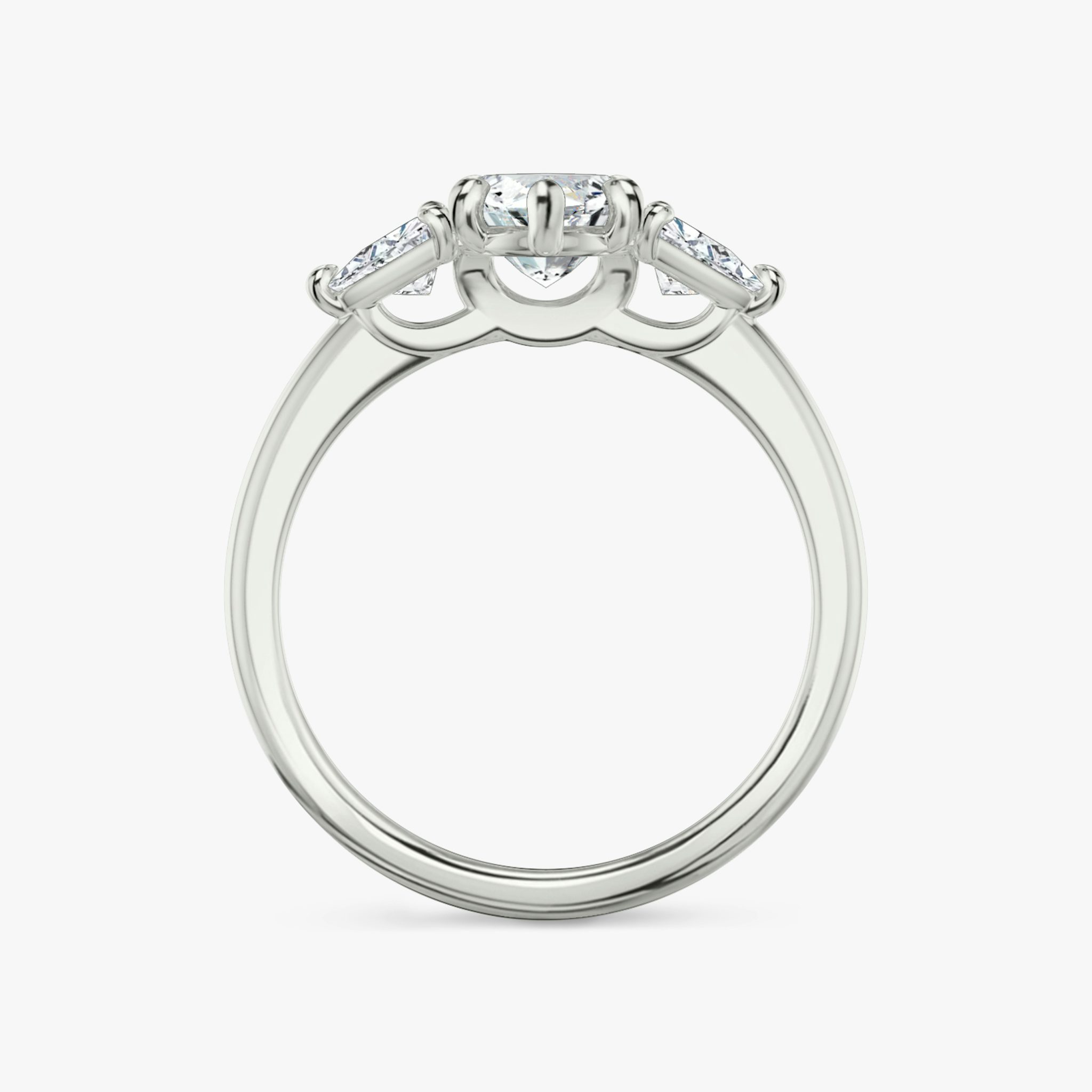 The Three Stone | Marquise | 18k | White Gold | bandAccent: Plain | sideStoneCarat: 0.25ct | sideStoneShape: Trillion | diamondOrientation: vertical | caratWeight: other
