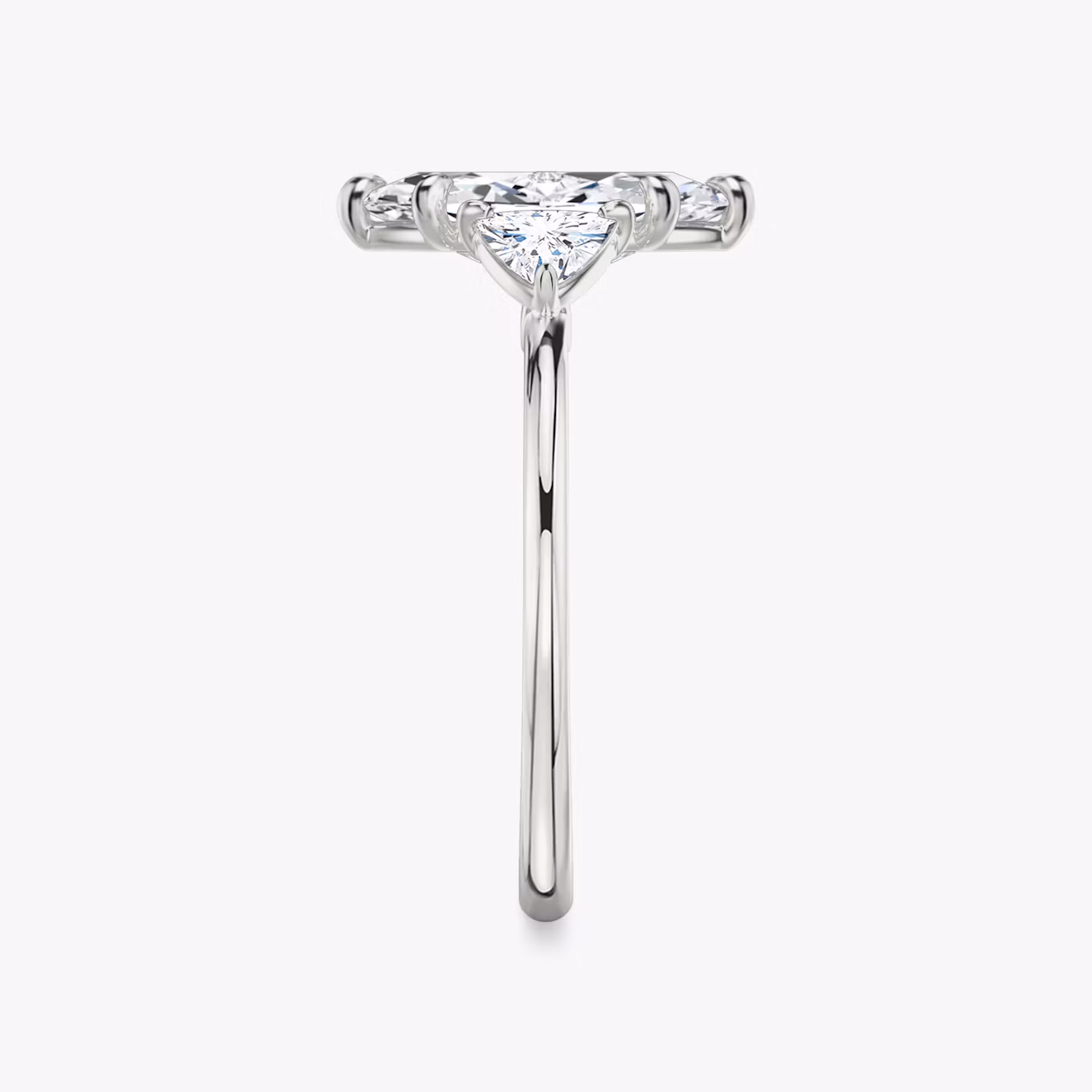 The Three Stone | Marquise | 18k | White Gold | bandAccent: Plain | sideStoneCarat: 0.25ct | sideStoneShape: Trillion | diamondOrientation: vertical | caratWeight: other