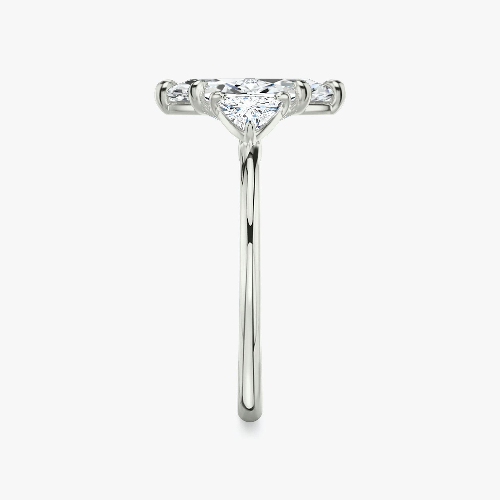 The Three Stone | Marquise | 18k | White Gold | bandAccent: Plain | sideStoneCarat: 0.25ct | sideStoneShape: Trillion | diamondOrientation: vertical | caratWeight: other