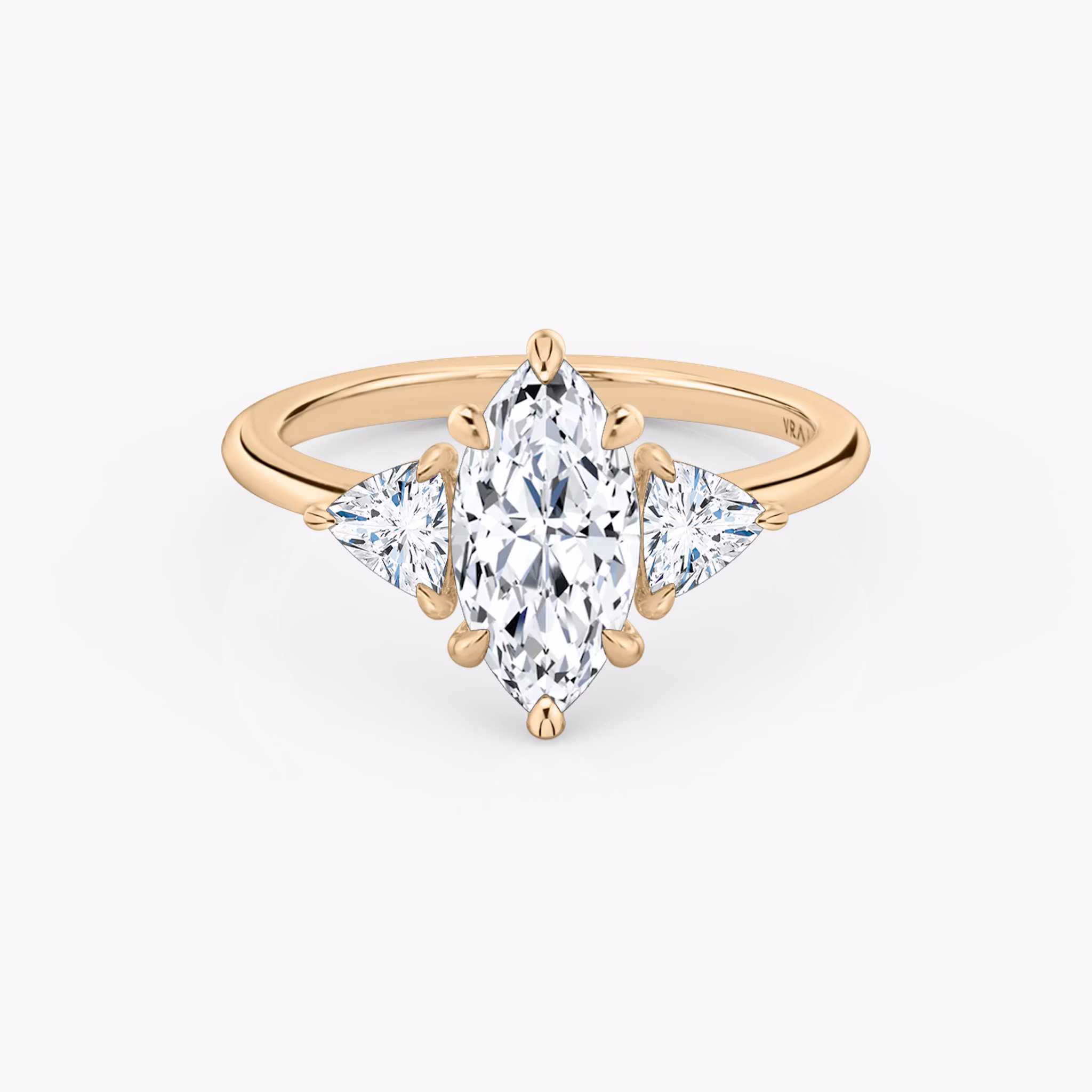 Three Stone | Marquise | 14k | Roségold | bandAccent: Ohne Pavé-Besatz | sideStoneCarat: 0.25ct | sideStoneShape: Trillant | diamondOrientation: vertical | caratWeight: other