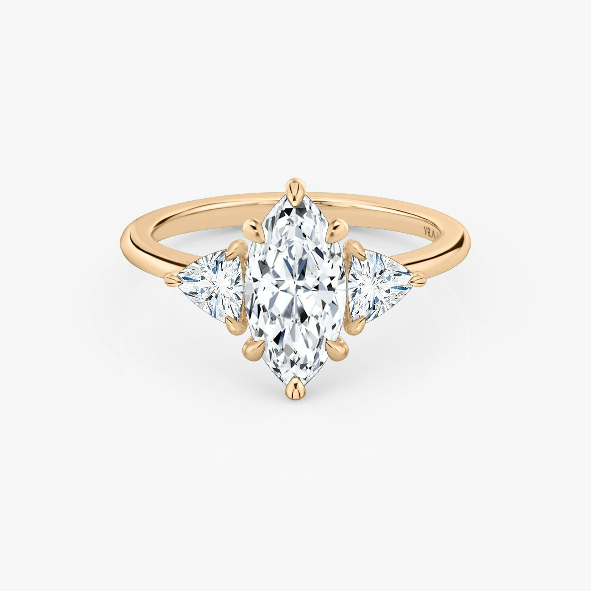 Three Stone | Marquise | 14k | Roségold | bandAccent: Ohne Pavé-Besatz | sideStoneCarat: 0.25ct | sideStoneShape: Trillant | diamondOrientation: vertical | caratWeight: other