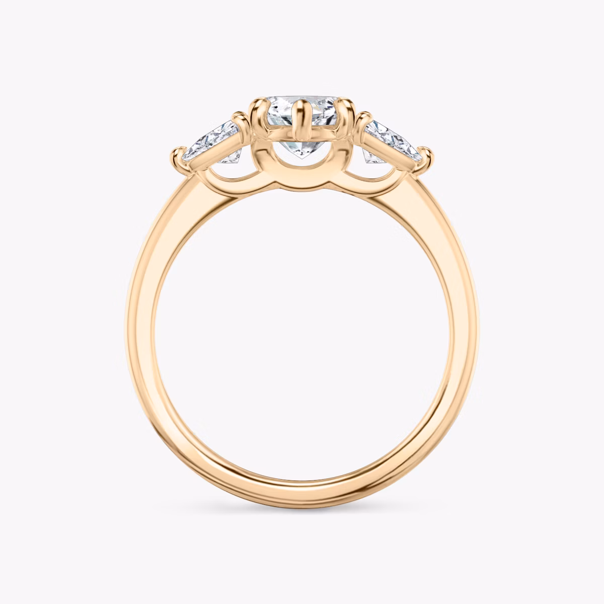 The Three Stone | Marquise | 14k | Rose Gold | bandAccent: Plain | sideStoneCarat: 0.25ct | sideStoneShape: Trillion | diamondOrientation: vertical | caratWeight: other
