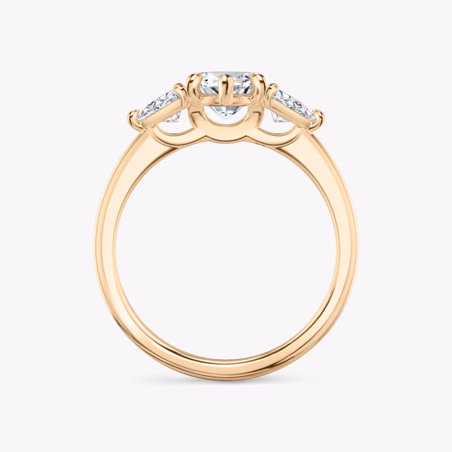 The Three Stone | Marquise | 14k | Rose Gold | bandAccent: Plain | sideStoneCarat: 0.25ct | sideStoneShape: Trillion | diamondOrientation: vertical | caratWeight: other