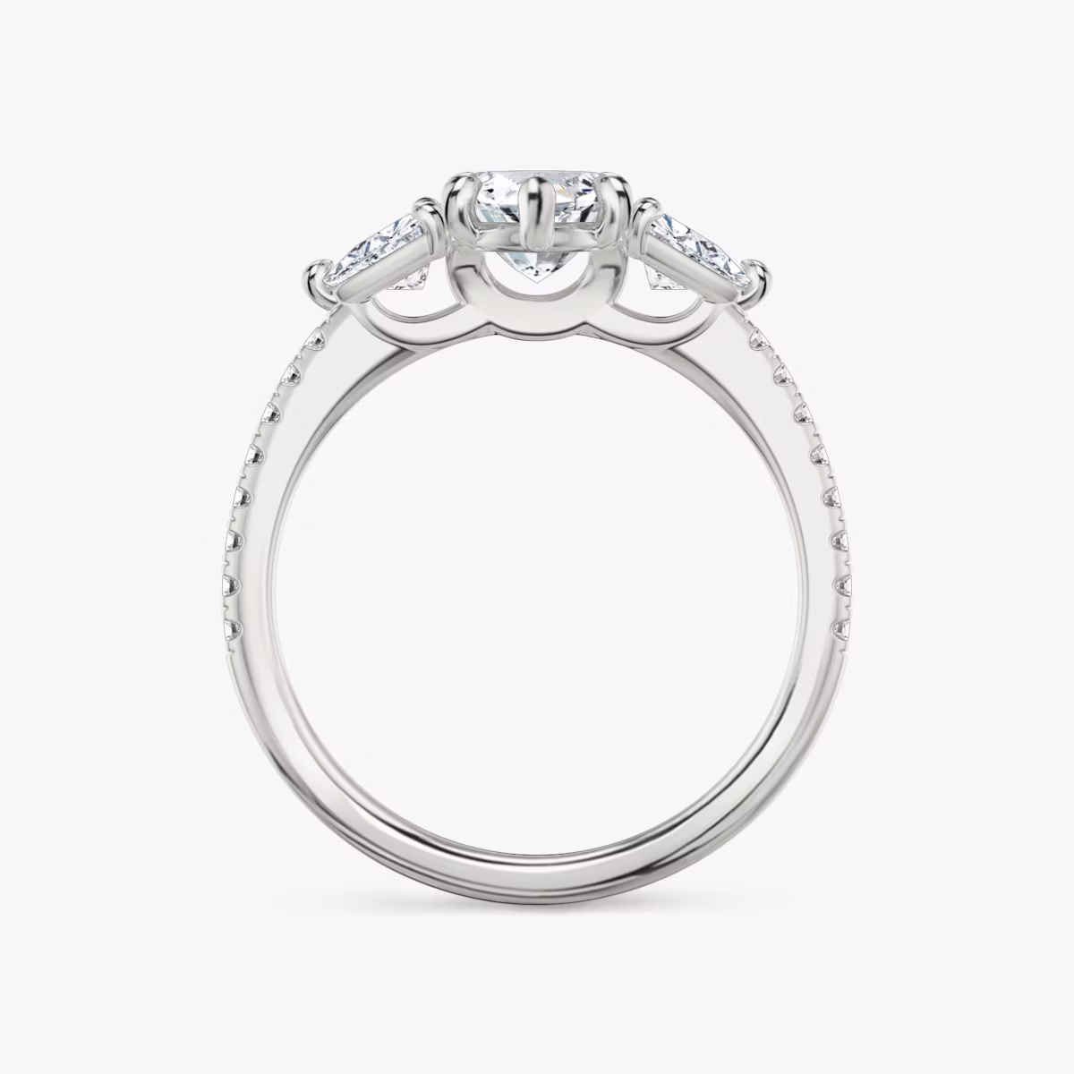 The Three Stone | Marquise | Platinum | bandAccent: Pavé | sideStoneCarat: 0.25ct | sideStoneShape: Trillion | diamondOrientation: vertical | caratWeight: other