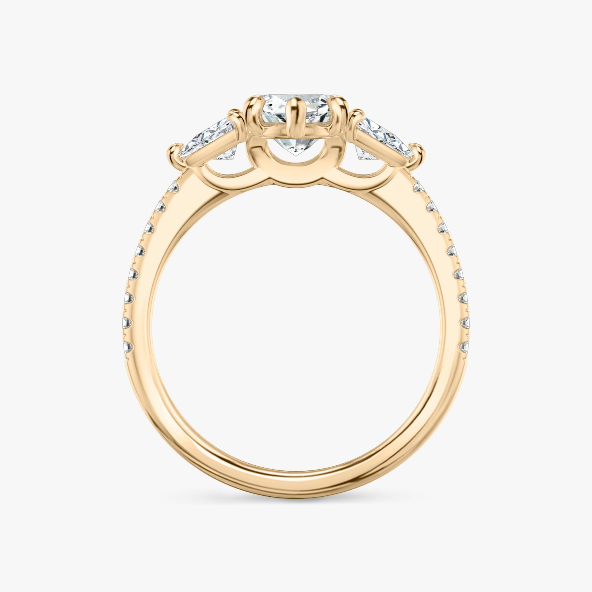 The Three Stone | Marquise | 14k | Rose Gold | bandAccent: Pavé | sideStoneCarat: 0.25ct | sideStoneShape: Trillion | diamondOrientation: vertical | caratWeight: other