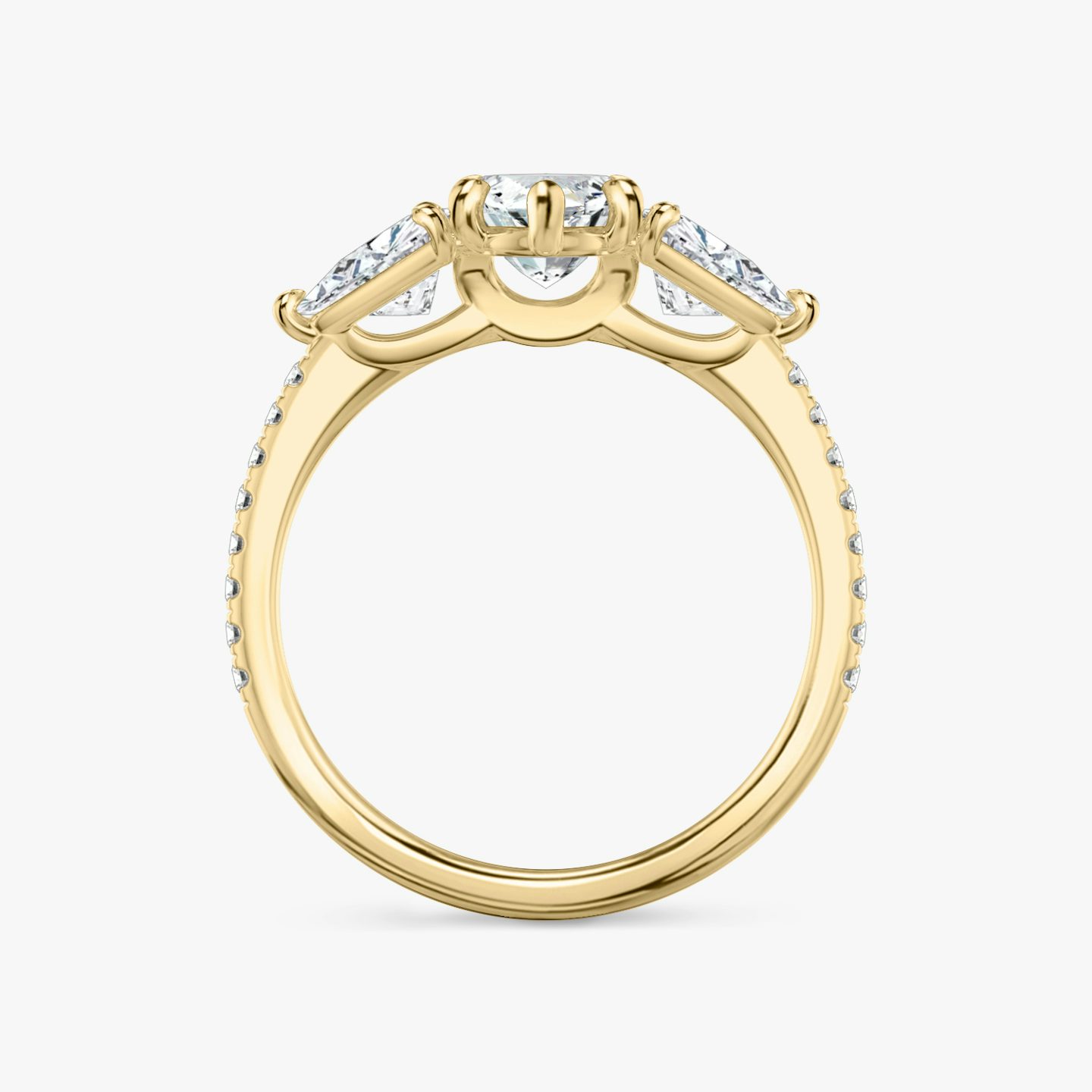 The Three Stone | Marquise | 18k | Yellow Gold | bandAccent: Pavé | sideStoneCarat: 0.50ct | sideStoneShape: Trillion | diamondOrientation: vertical | caratWeight: other