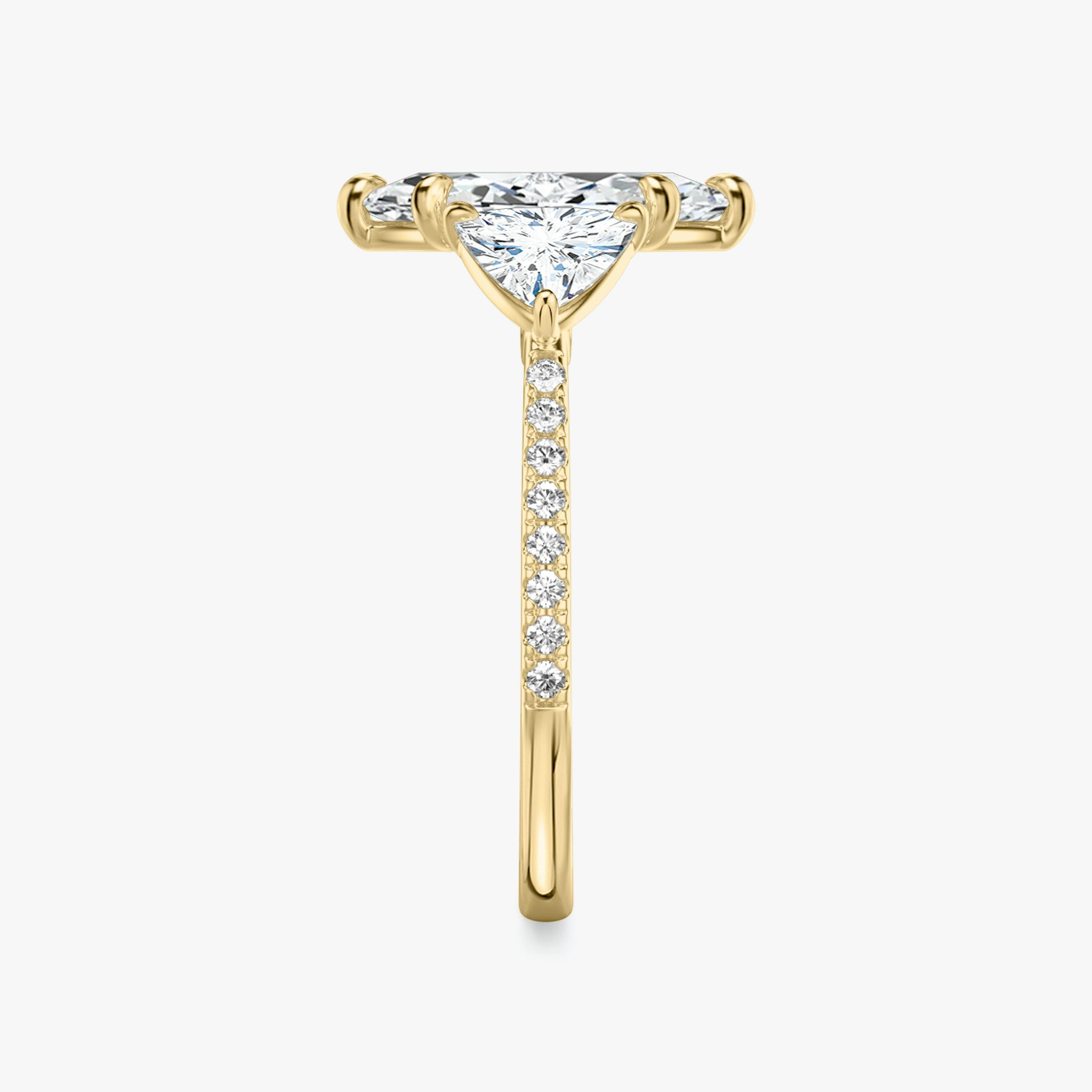 The Three Stone | Marquise | 18k | Yellow Gold | bandAccent: Pavé | sideStoneCarat: 0.50ct | sideStoneShape: Trillion | diamondOrientation: vertical | caratWeight: other