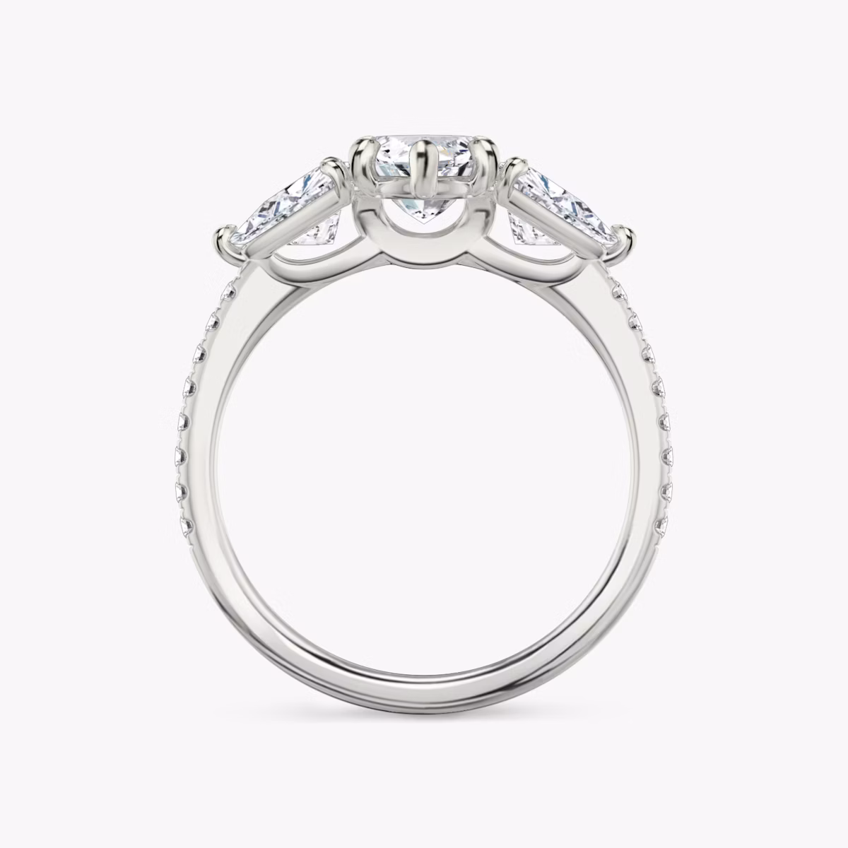 The Three Stone | Marquise | Platinum | bandAccent: Pavé | sideStoneCarat: 0.50ct | sideStoneShape: Trillion | diamondOrientation: vertical | caratWeight: other