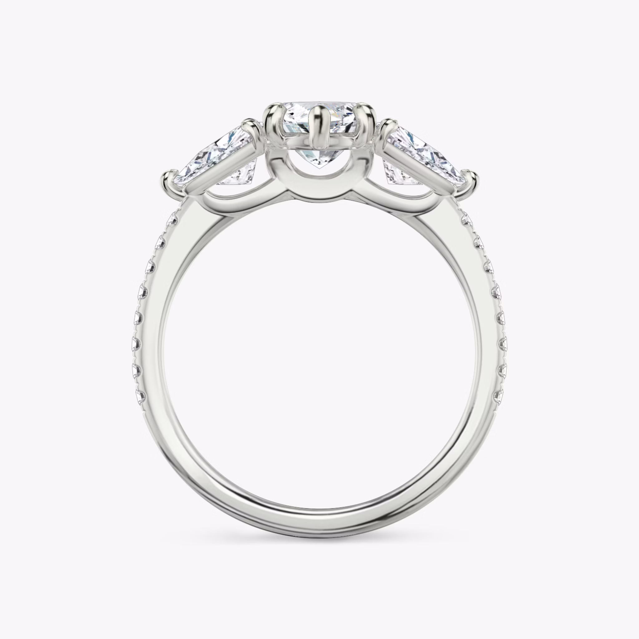 Three Stone | Marquise | 18k | Weißgold | bandAccent: Mit Pavé-Besatz | sideStoneCarat: 0.50ct | sideStoneShape: Trillant | diamondOrientation: vertical | caratWeight: other