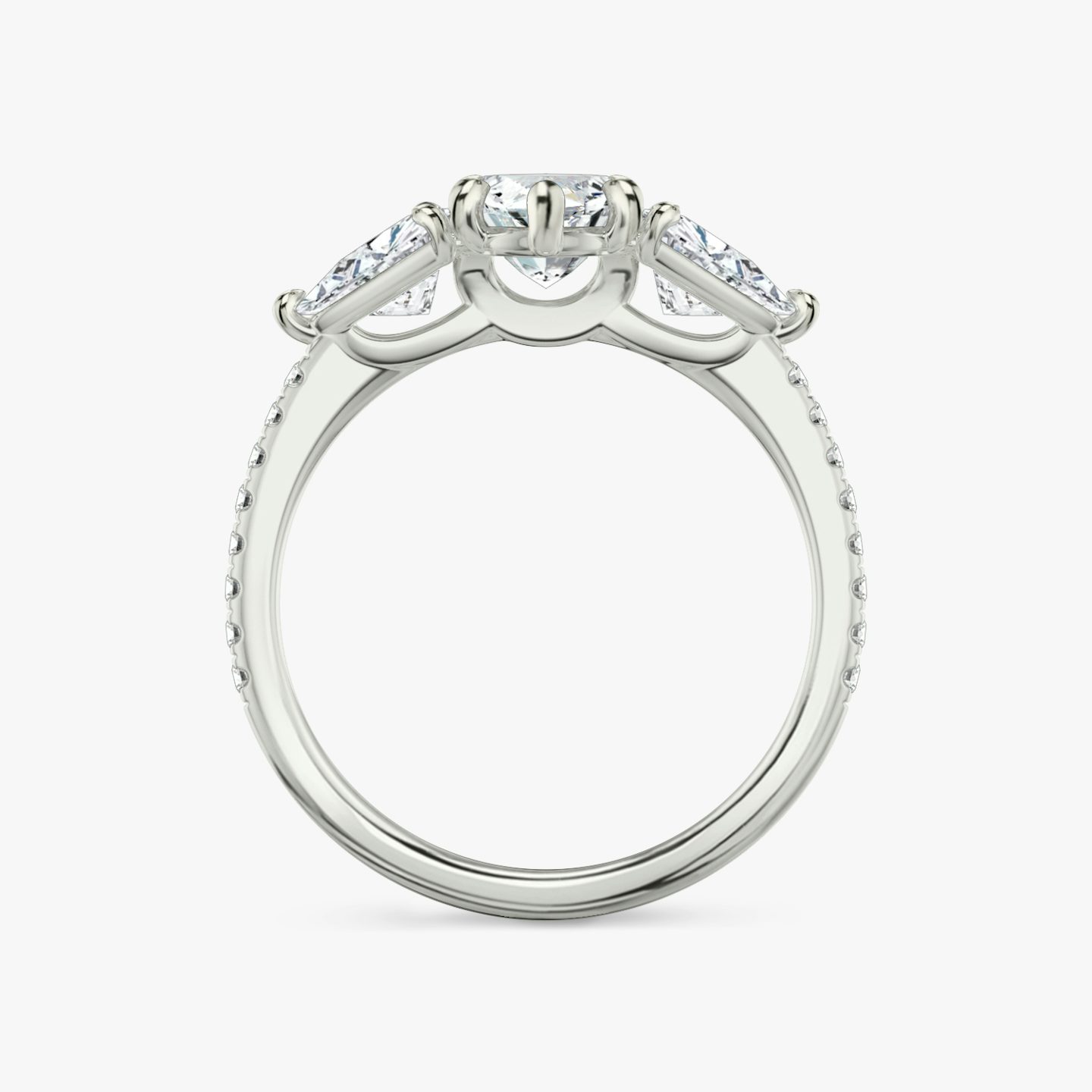 The Three Stone | Marquise | Platinum | bandAccent: Pavé | sideStoneCarat: 0.50ct | sideStoneShape: Trillion | diamondOrientation: vertical | caratWeight: other