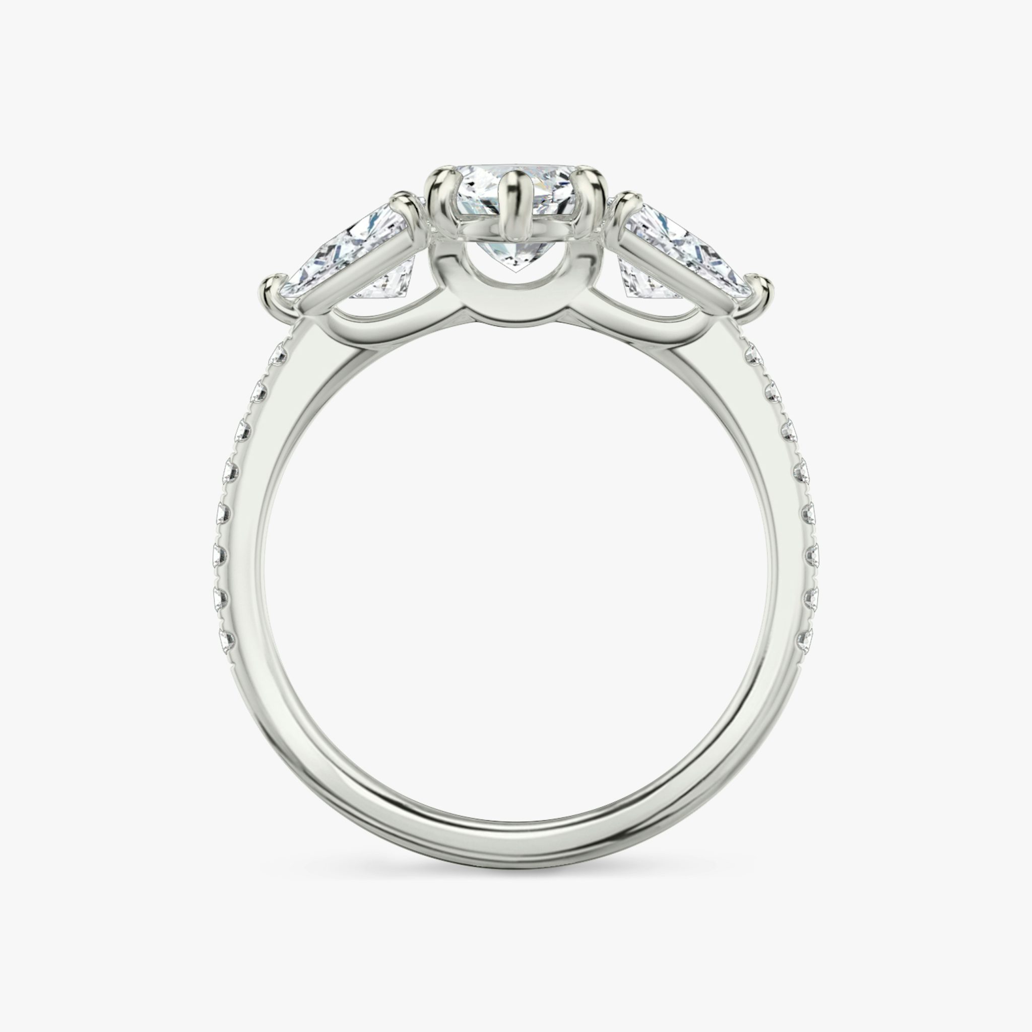 Three Stone | Marquise | 18k | Weißgold | bandAccent: Mit Pavé-Besatz | sideStoneCarat: 0.50ct | sideStoneShape: Trillant | diamondOrientation: vertical | caratWeight: other