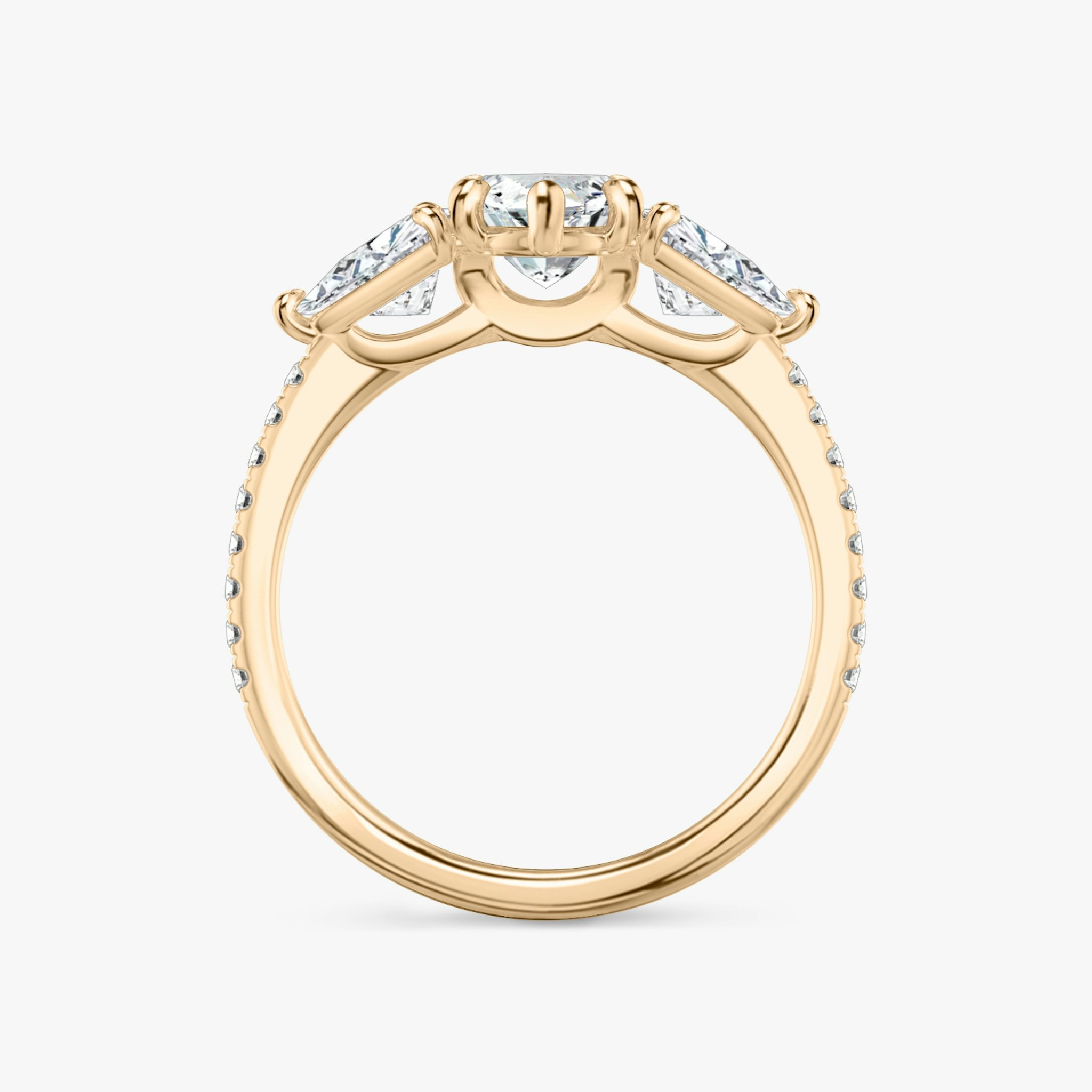 The Three Stone | Marquise | 14k | Rose Gold | bandAccent: Pavé | sideStoneCarat: 0.50ct | sideStoneShape: Trillion | diamondOrientation: vertical | caratWeight: other