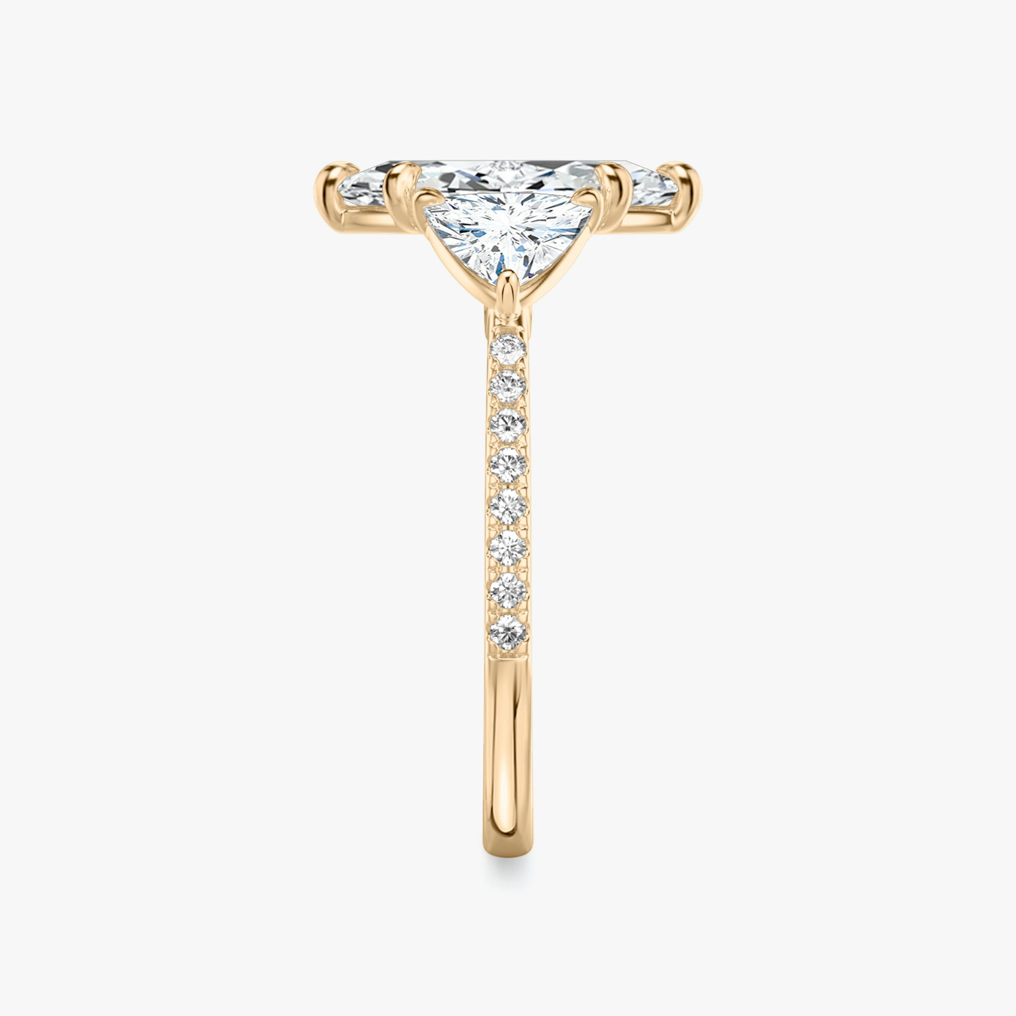 The Three Stone | Marquise | 14k | Rose Gold | bandAccent: Pavé | sideStoneCarat: 0.50ct | sideStoneShape: Trillion | diamondOrientation: vertical | caratWeight: other