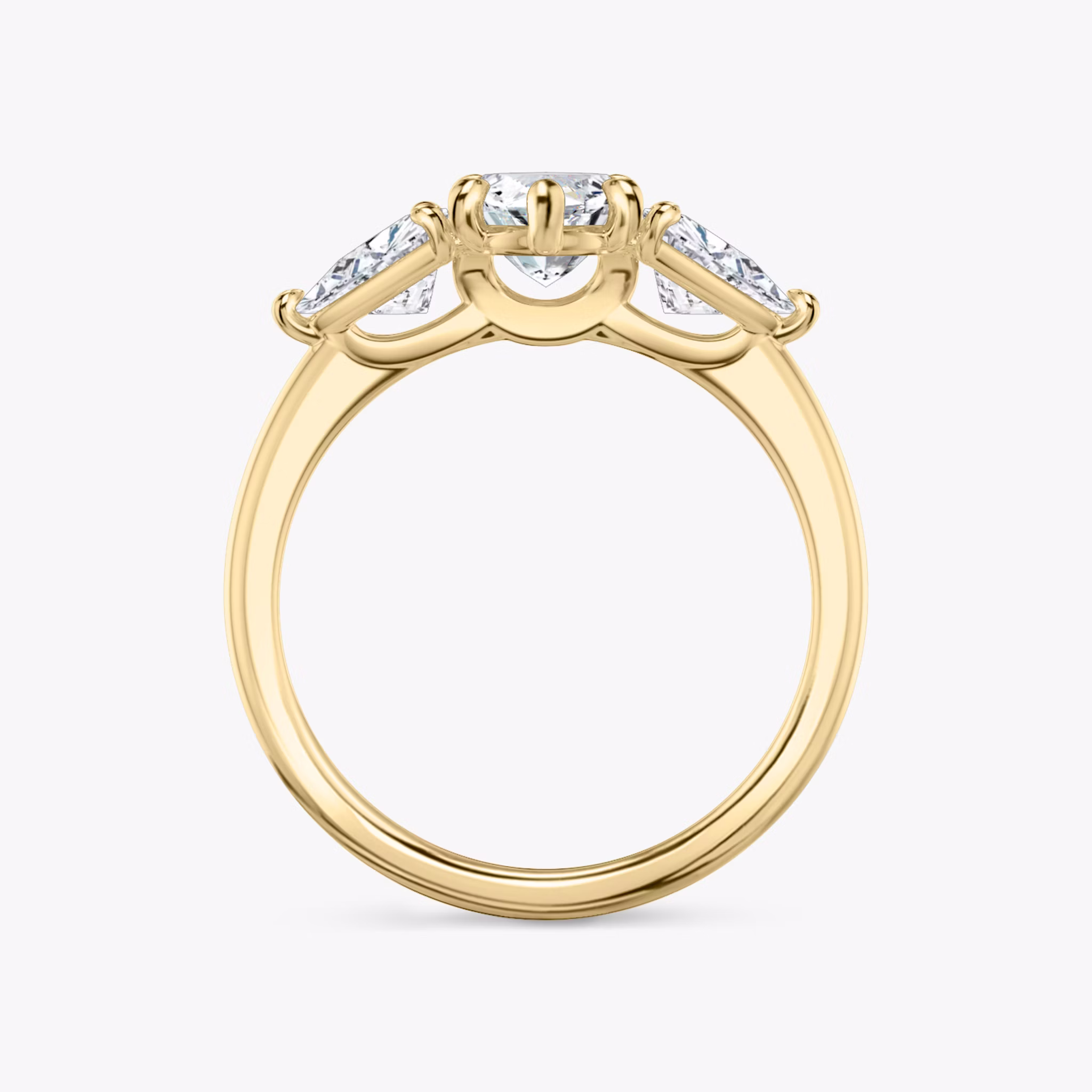 The Three Stone | Marquise | 18k | Yellow Gold | bandAccent: Plain | sideStoneCarat: 0.50ct | sideStoneShape: Trillion | diamondOrientation: vertical | caratWeight: other