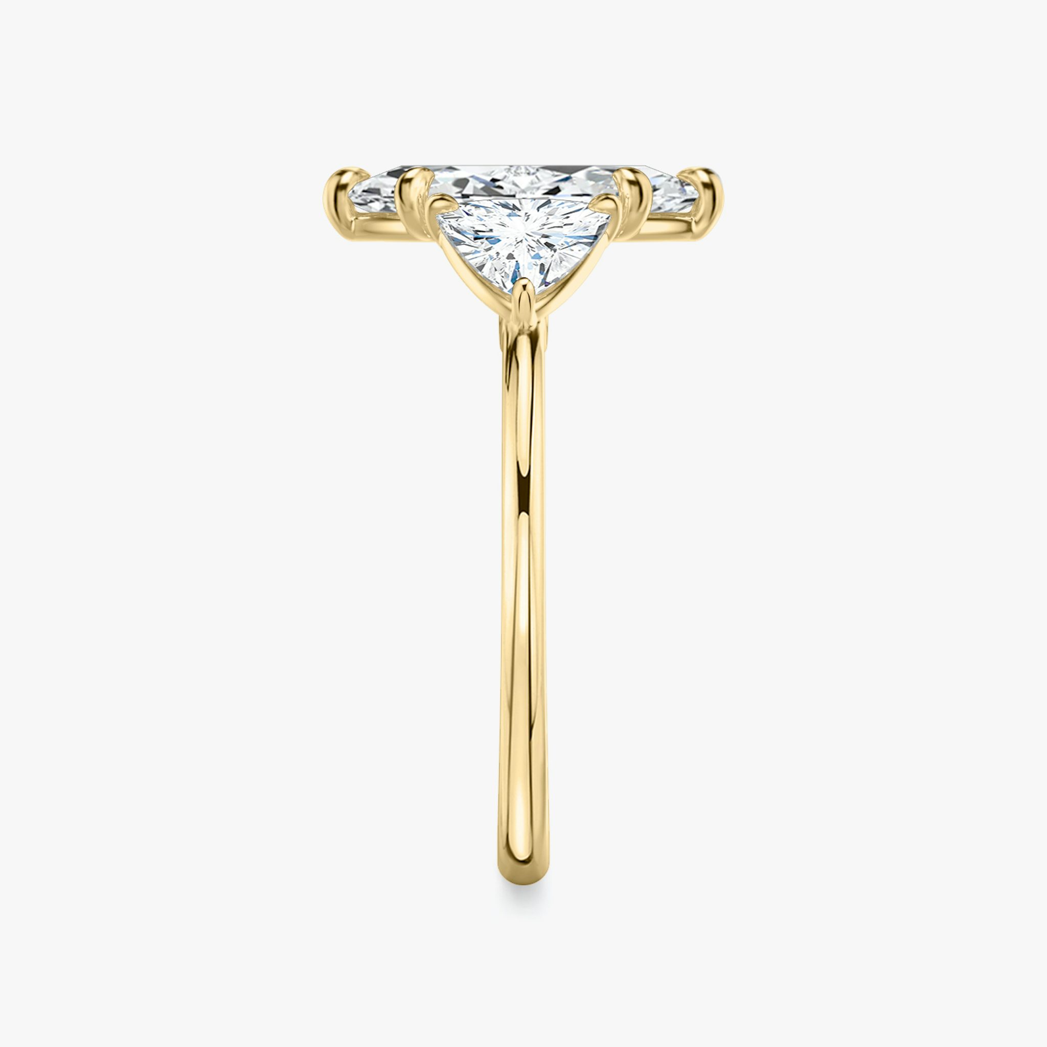 The Three Stone | Marquise | 18k | Yellow Gold | bandAccent: Plain | sideStoneCarat: 0.50ct | sideStoneShape: Trillion | diamondOrientation: vertical | caratWeight: other