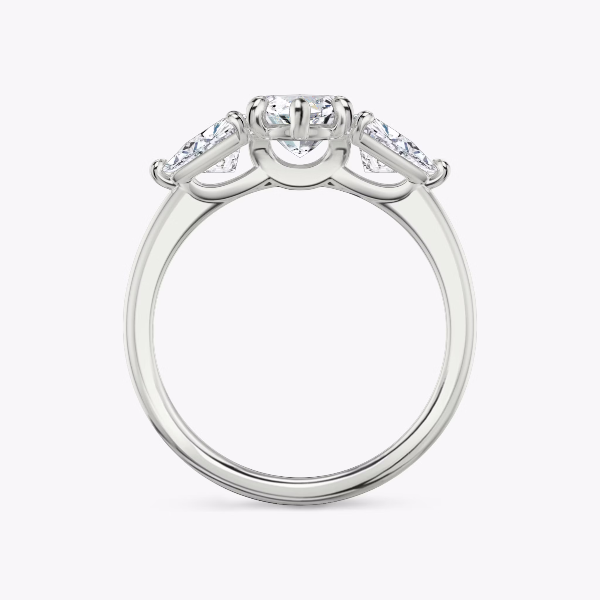 The Three Stone | Marquise | 18k | White Gold | bandAccent: Plain | sideStoneCarat: 0.50ct | sideStoneShape: Trillion | diamondOrientation: vertical | caratWeight: other