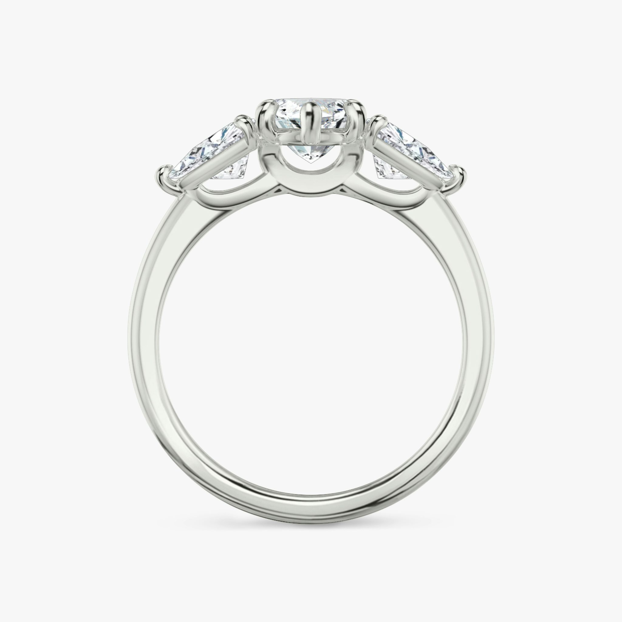 The Three Stone | Marquise | 18k | White Gold | bandAccent: Plain | sideStoneCarat: 0.50ct | sideStoneShape: Trillion | diamondOrientation: vertical | caratWeight: other