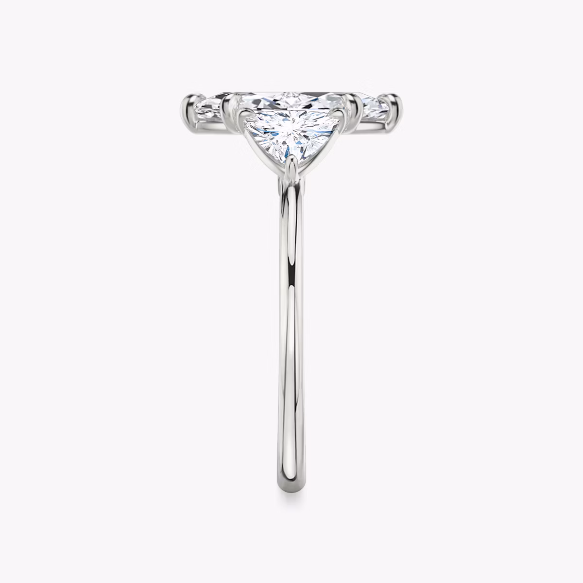 The Three Stone | Marquise | Platinum | bandAccent: Plain | sideStoneCarat: 0.50ct | sideStoneShape: Trillion | diamondOrientation: vertical | caratWeight: other