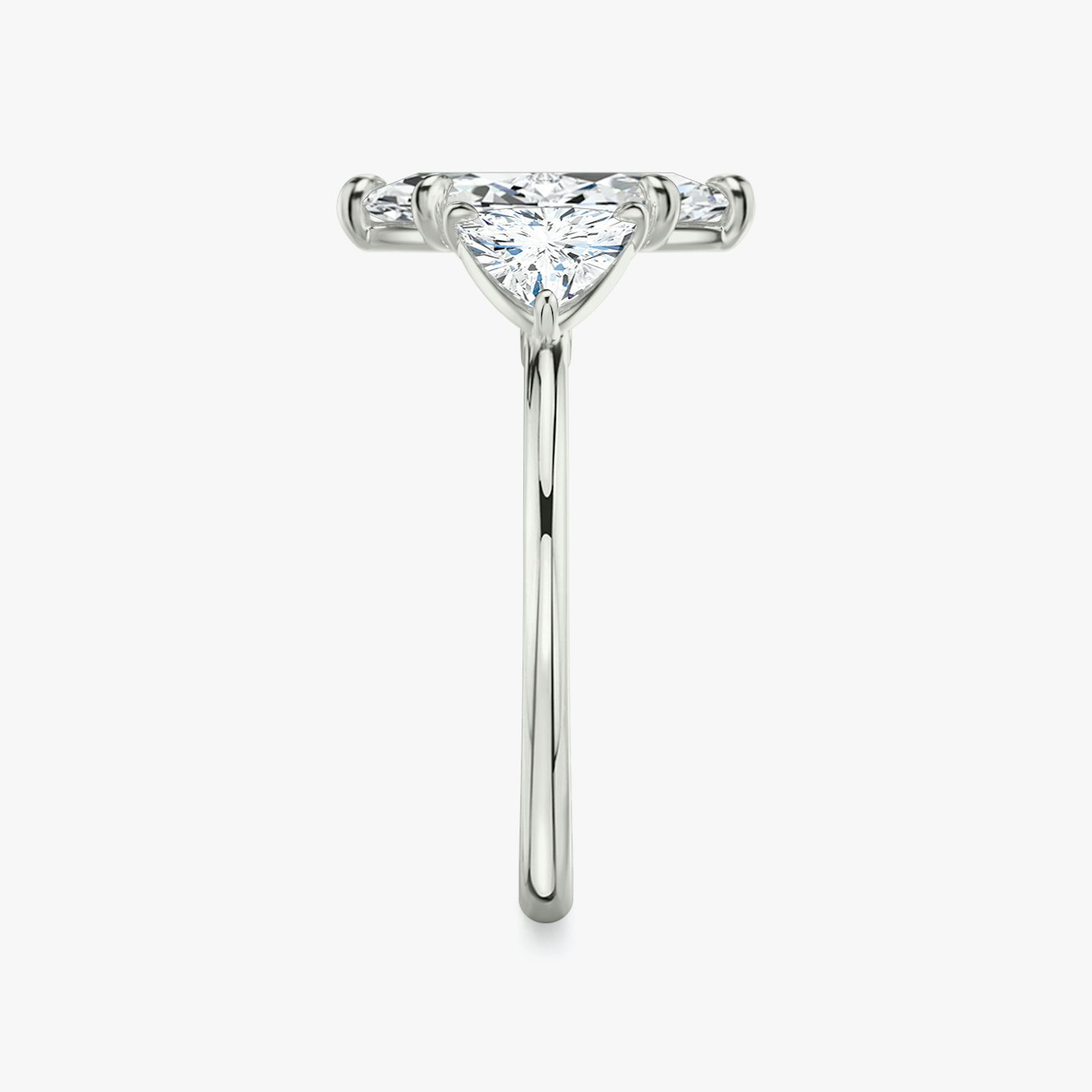 The Three Stone | Marquise | 18k | White Gold | bandAccent: Plain | sideStoneCarat: 0.50ct | sideStoneShape: Trillion | diamondOrientation: vertical | caratWeight: other
