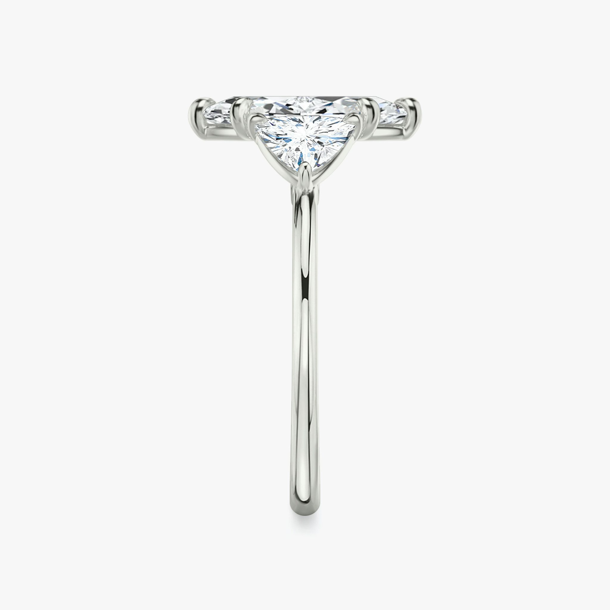 The Three Stone | Marquise | 18k | White Gold | bandAccent: Plain | sideStoneCarat: 0.50ct | sideStoneShape: Trillion | diamondOrientation: vertical | caratWeight: other
