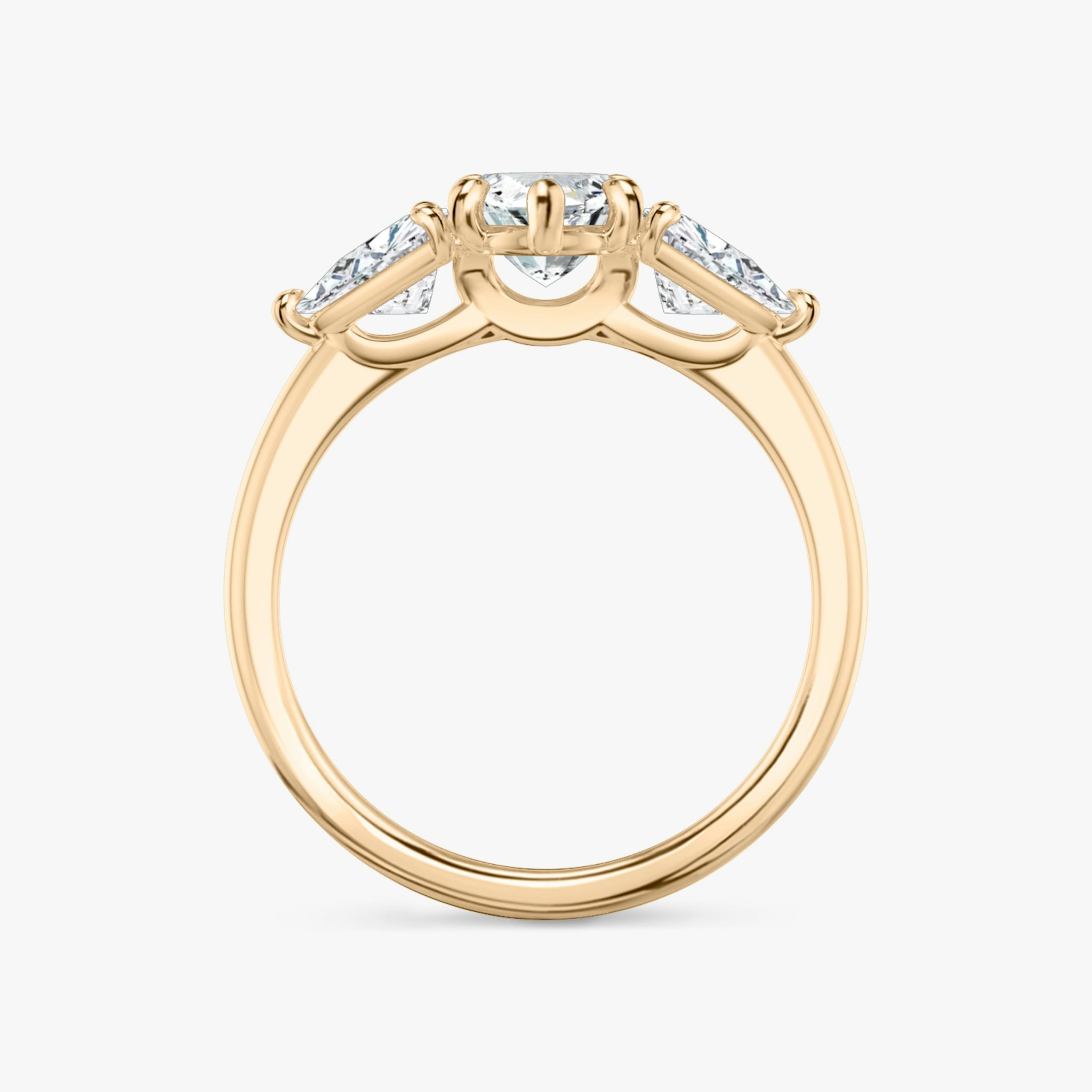 The Three Stone | Marquise | 14k | Rose Gold | bandAccent: Plain | sideStoneCarat: 0.50ct | sideStoneShape: Trillion | diamondOrientation: vertical | caratWeight: other