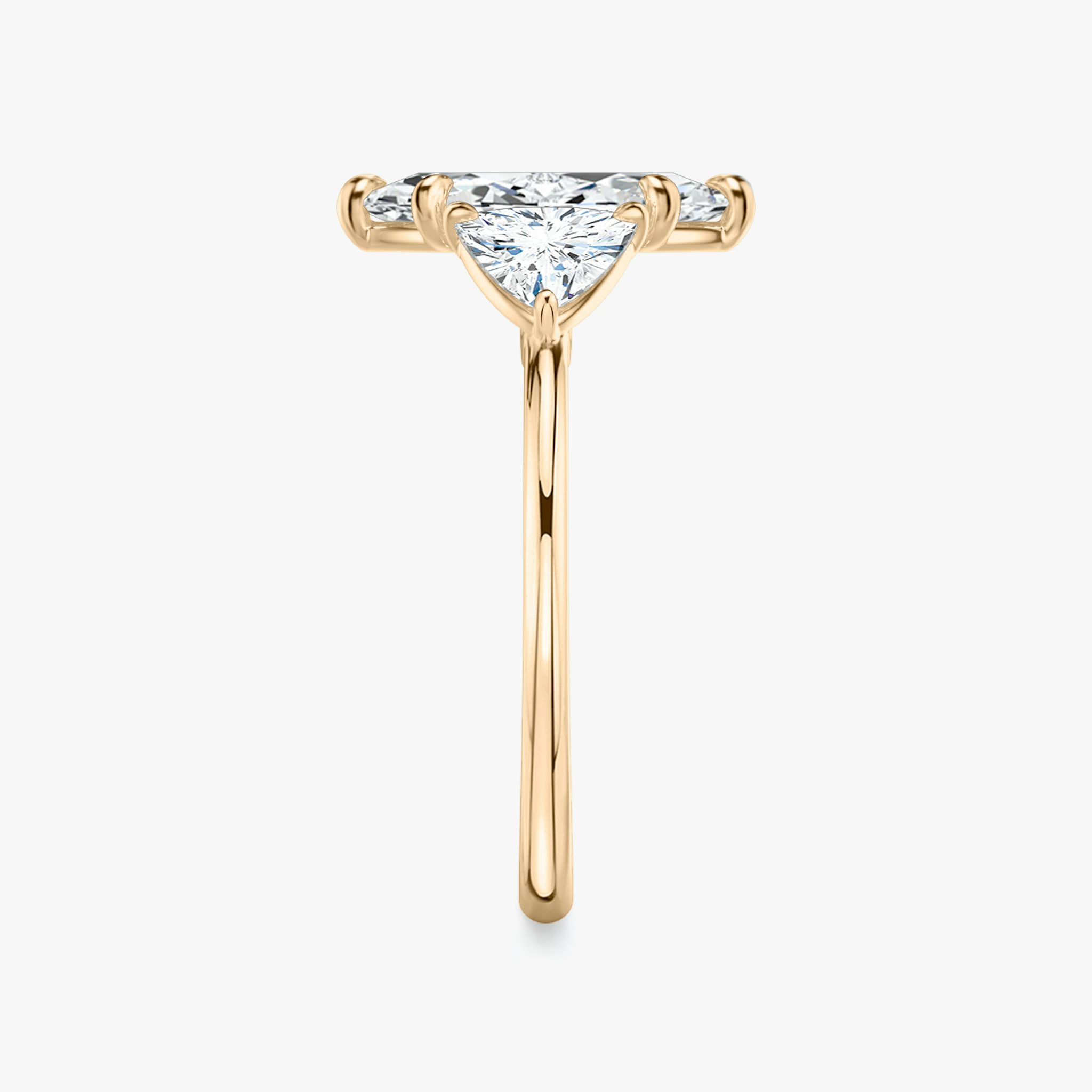 The Three Stone | Marquise | 14k | Rose Gold | bandAccent: Plain | sideStoneCarat: 0.50ct | sideStoneShape: Trillion | diamondOrientation: vertical | caratWeight: other