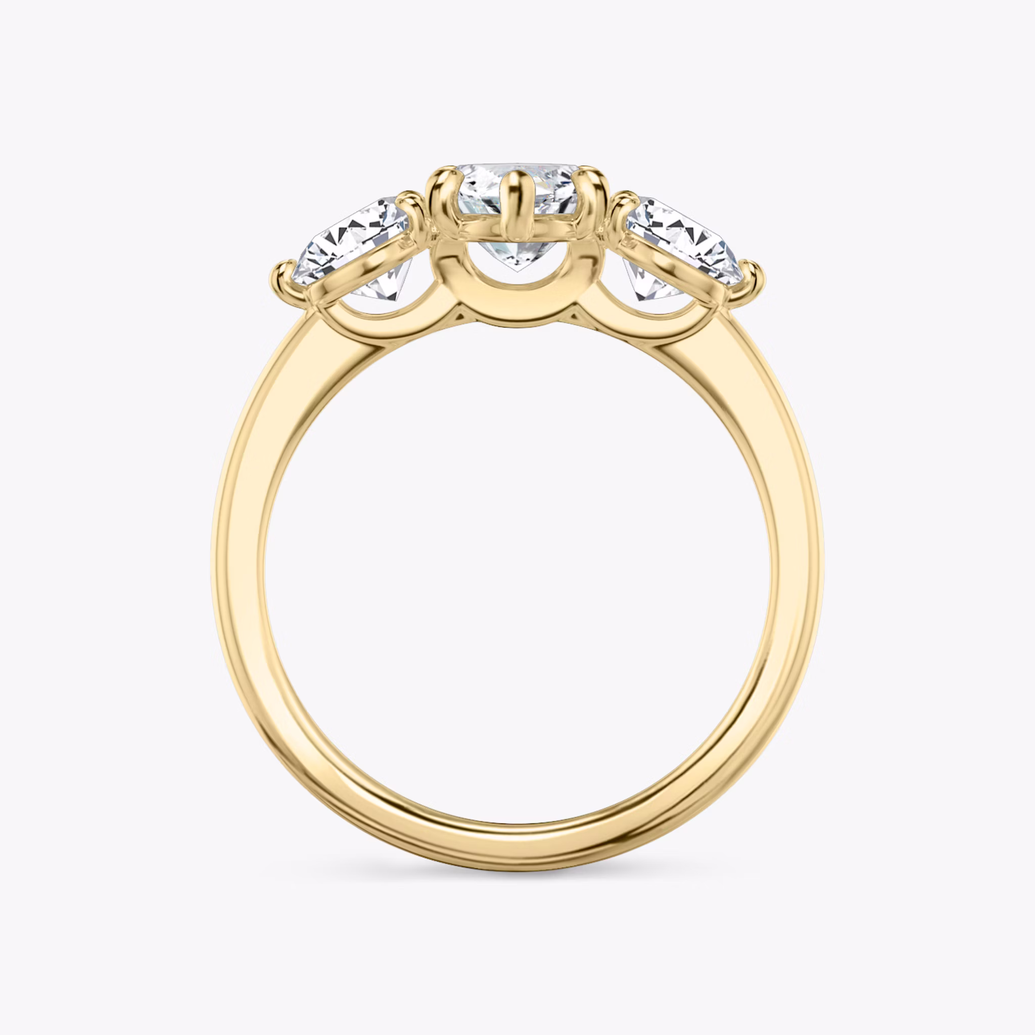 The Three Stone | Marquise | 18k | Yellow Gold | bandAccent: Plain | sideStoneCarat: 0.50ct | sideStoneShape: Round Brilliant | diamondOrientation: vertical | caratWeight: other