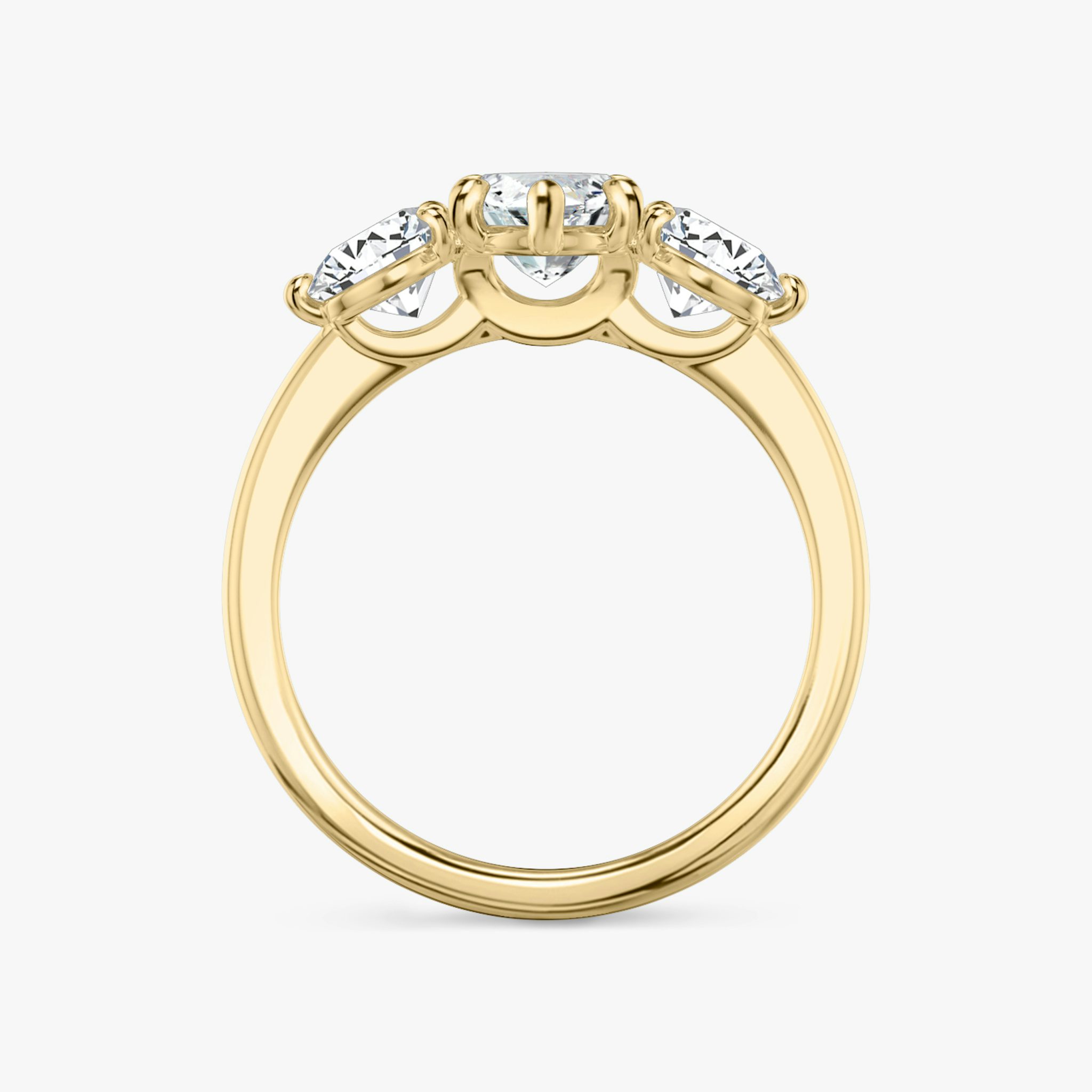The Three Stone | Marquise | 18k | Yellow Gold | bandAccent: Plain | sideStoneCarat: 0.50ct | sideStoneShape: Round Brilliant | diamondOrientation: vertical | caratWeight: other