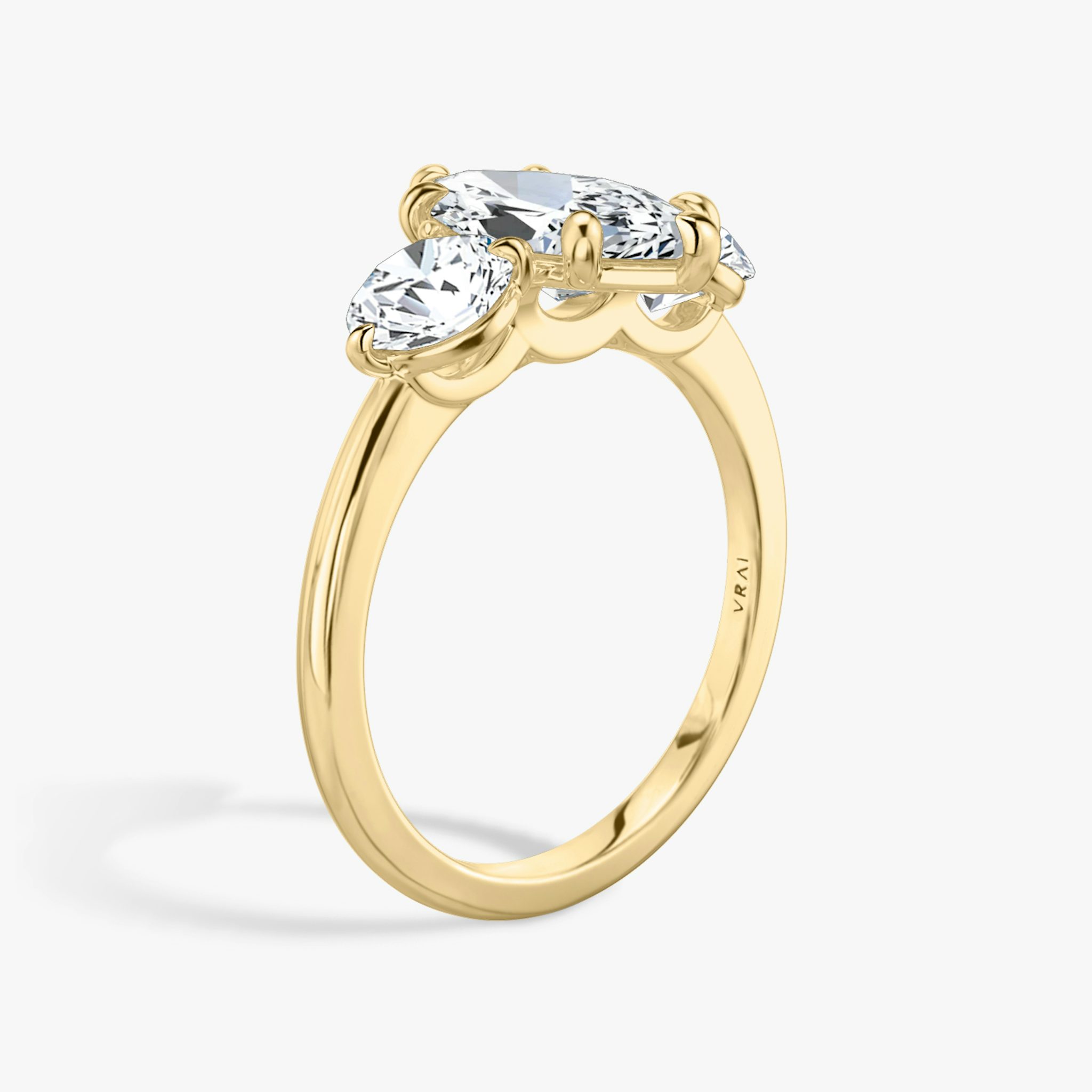The Three Stone | Marquise | 18k | Yellow Gold | bandAccent: Plain | sideStoneCarat: 0.50ct | sideStoneShape: Round Brilliant | diamondOrientation: vertical | caratWeight: other