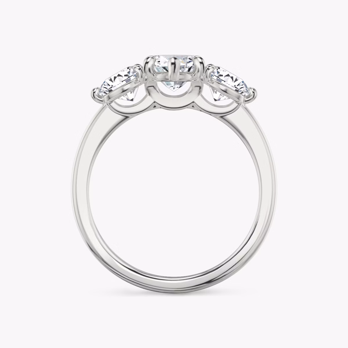 The Three Stone | Marquise | Platinum | bandAccent: Plain | sideStoneCarat: 0.50ct | sideStoneShape: Round Brilliant | diamondOrientation: vertical | caratWeight: other