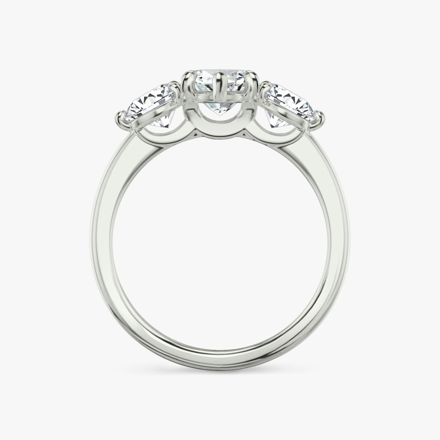 The Three Stone | Marquise | 18k | White Gold | bandAccent: Plain | sideStoneCarat: 0.50ct | sideStoneShape: Round Brilliant | diamondOrientation: vertical | caratWeight: other