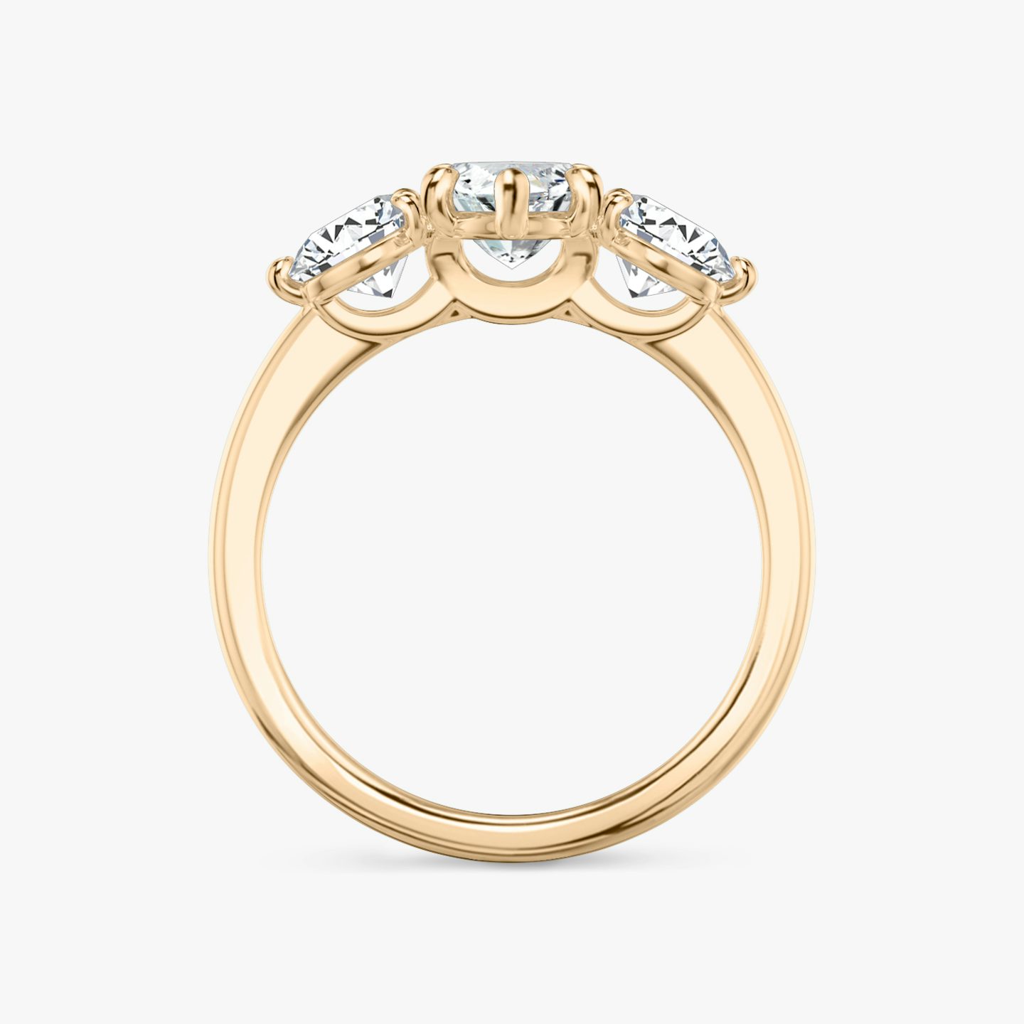 The Three Stone | Marquise | 14k | Rose Gold | bandAccent: Plain | sideStoneCarat: 0.50ct | sideStoneShape: Round Brilliant | diamondOrientation: vertical | caratWeight: other