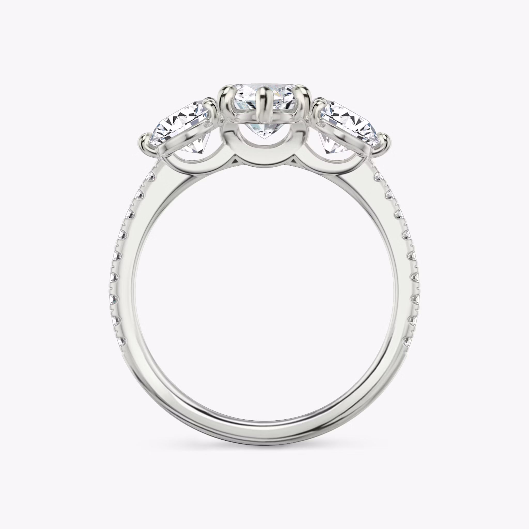 Three Stone | Marquise | 18k | Weißgold | bandAccent: Mit Pavé-Besatz | sideStoneCarat: 0.50ct | sideStoneShape: Rund | diamondOrientation: vertical | caratWeight: other