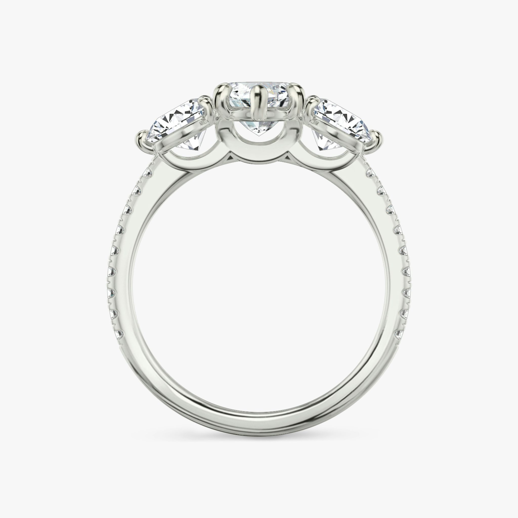 Three Stone | Marquise | 18k | Weißgold | bandAccent: Mit Pavé-Besatz | sideStoneCarat: 0.50ct | sideStoneShape: Rund | diamondOrientation: vertical | caratWeight: other