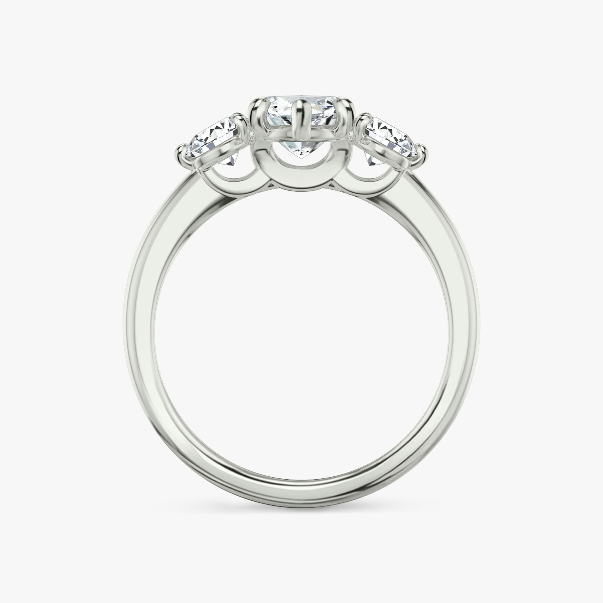 The Three Stone | Marquise | 18k | White Gold | bandAccent: Plain | sideStoneCarat: 0.25ct | sideStoneShape: Round Brilliant | diamondOrientation: vertical | caratWeight: other