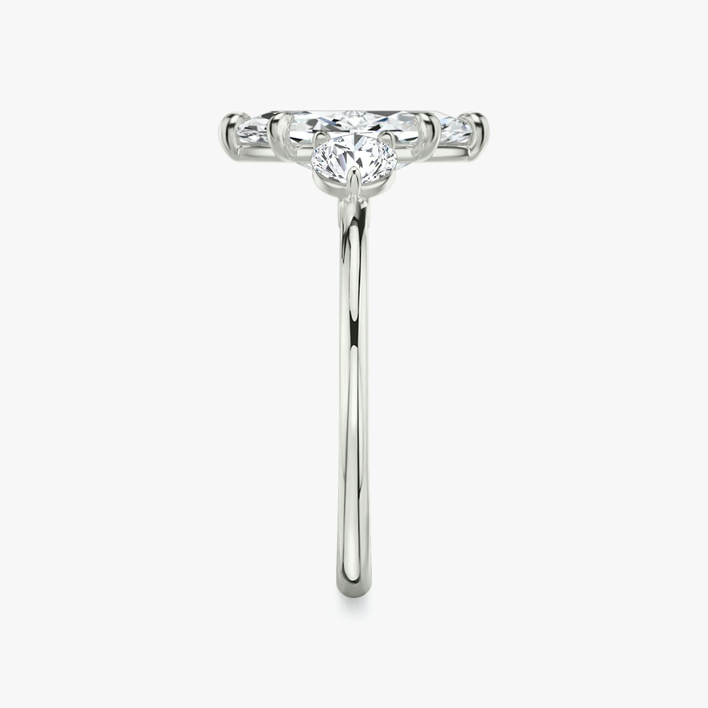 The Three Stone | Marquise | 18k | White Gold | bandAccent: Plain | sideStoneCarat: 0.25ct | sideStoneShape: Round Brilliant | diamondOrientation: vertical | caratWeight: other