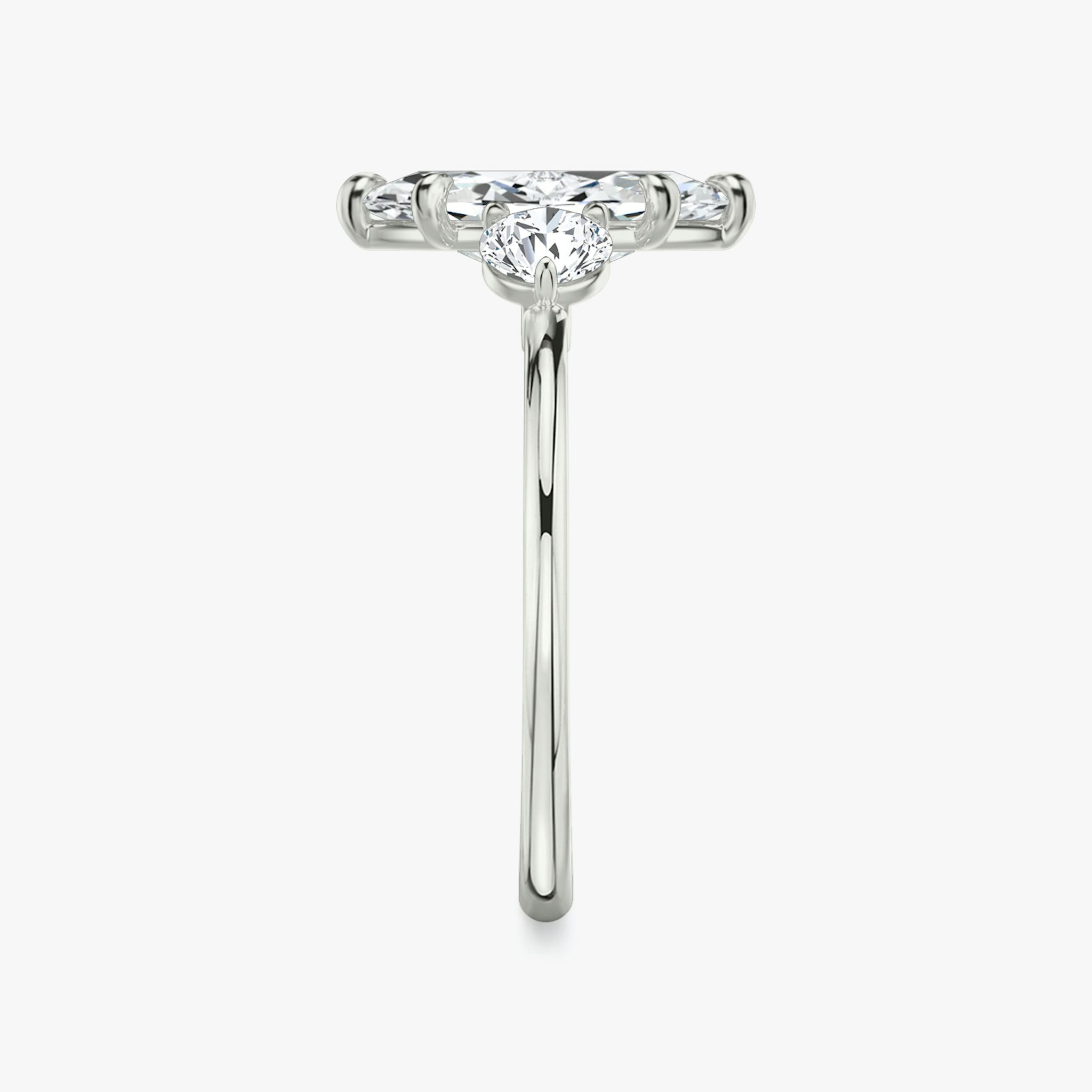 The Three Stone | Marquise | 18k | White Gold | bandAccent: Plain | sideStoneCarat: 0.25ct | sideStoneShape: Round Brilliant | diamondOrientation: vertical | caratWeight: other