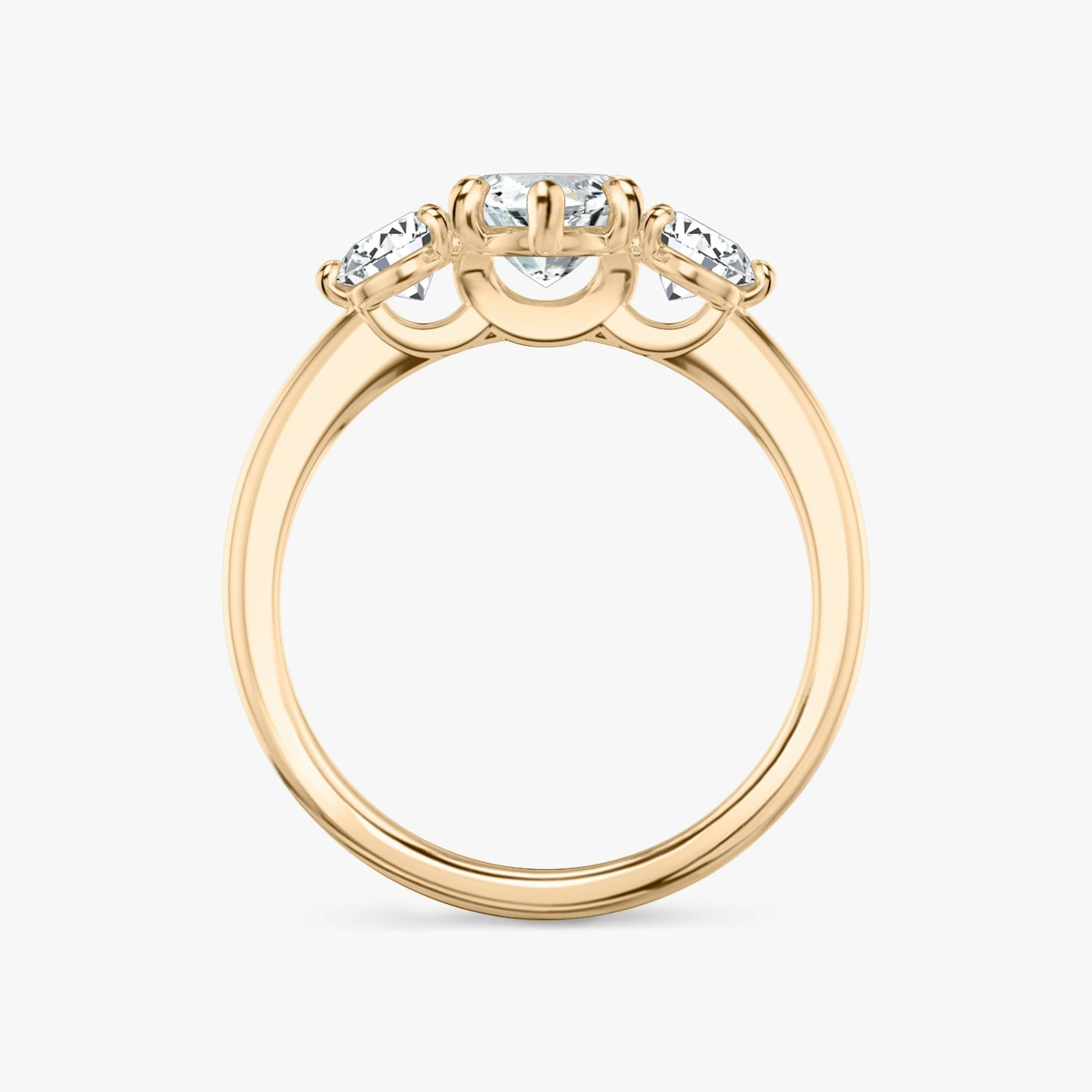 The Three Stone | Marquise | 14k | Rose Gold | bandAccent: Plain | sideStoneCarat: 0.25ct | sideStoneShape: Round Brilliant | diamondOrientation: vertical | caratWeight: other