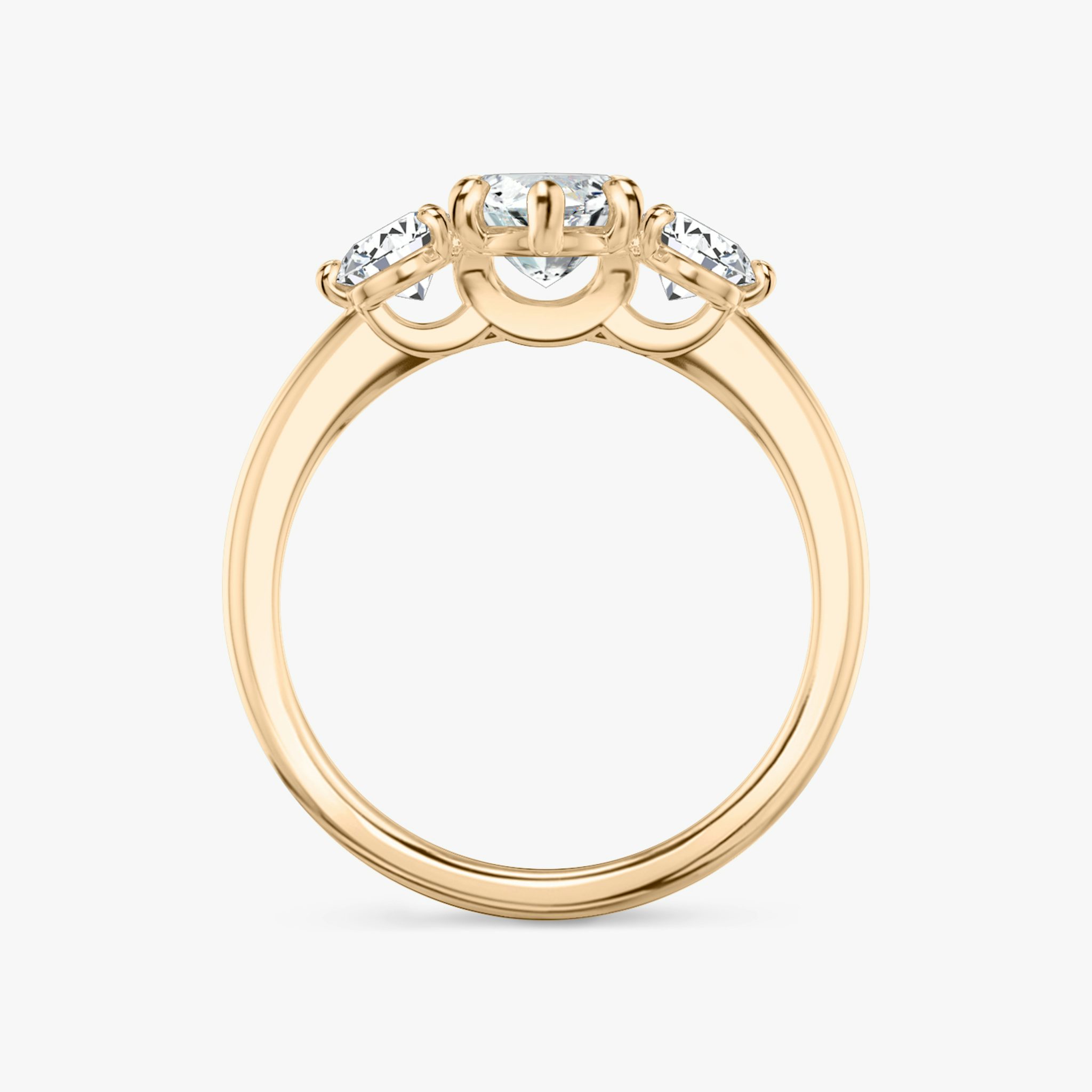 The Three Stone | Marquise | 14k | Rose Gold | bandAccent: Plain | sideStoneCarat: 0.25ct | sideStoneShape: Round Brilliant | diamondOrientation: vertical | caratWeight: other