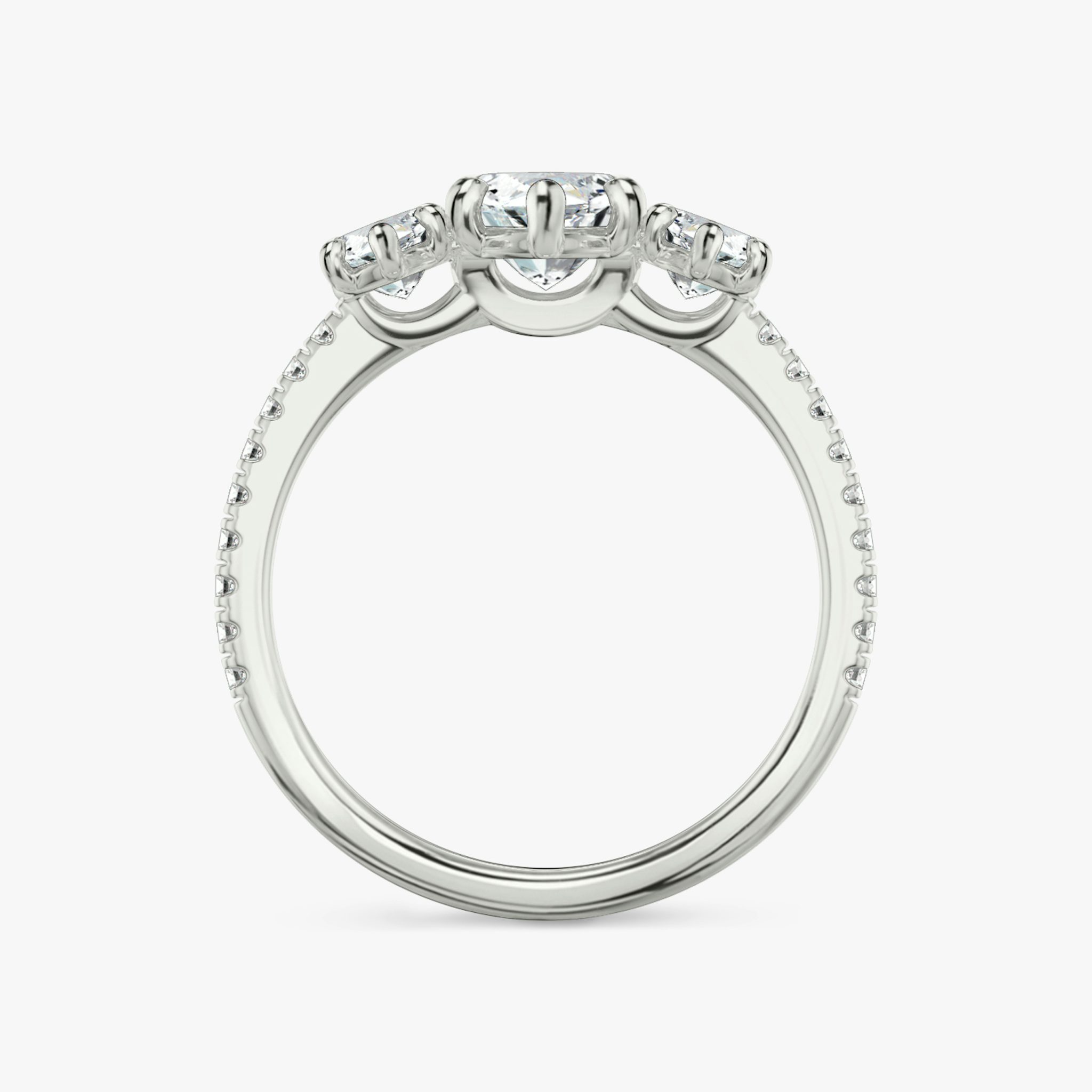 The Three Stone | Marquise | Platinum | bandAccent: Pavé | sideStoneCarat: 0.50ct | sideStoneShape: Marquise | diamondOrientation: vertical | caratWeight: other