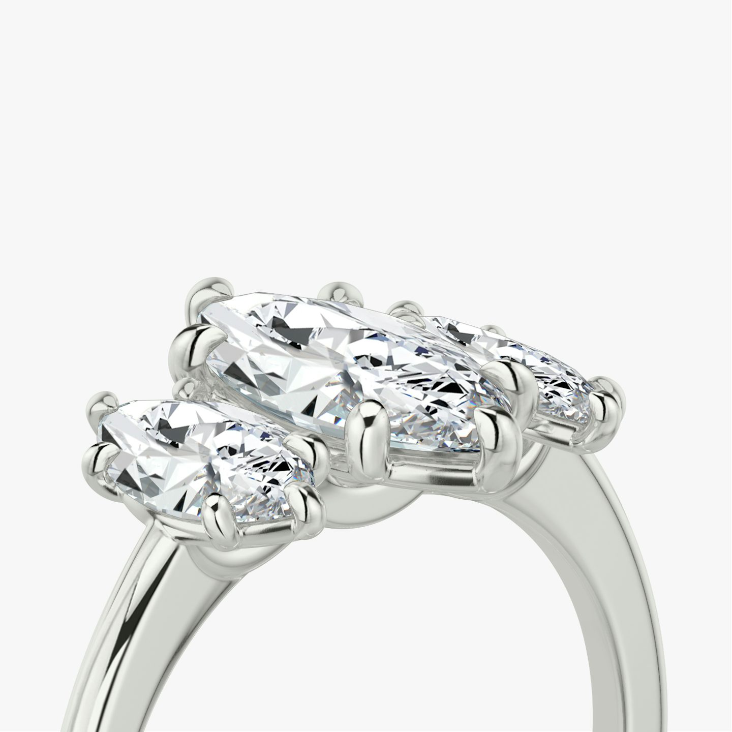 The Three Stone | Marquise | Platinum | bandAccent: Plain | sideStoneCarat: 0.50ct | sideStoneShape: Marquise | diamondOrientation: vertical | caratWeight: other