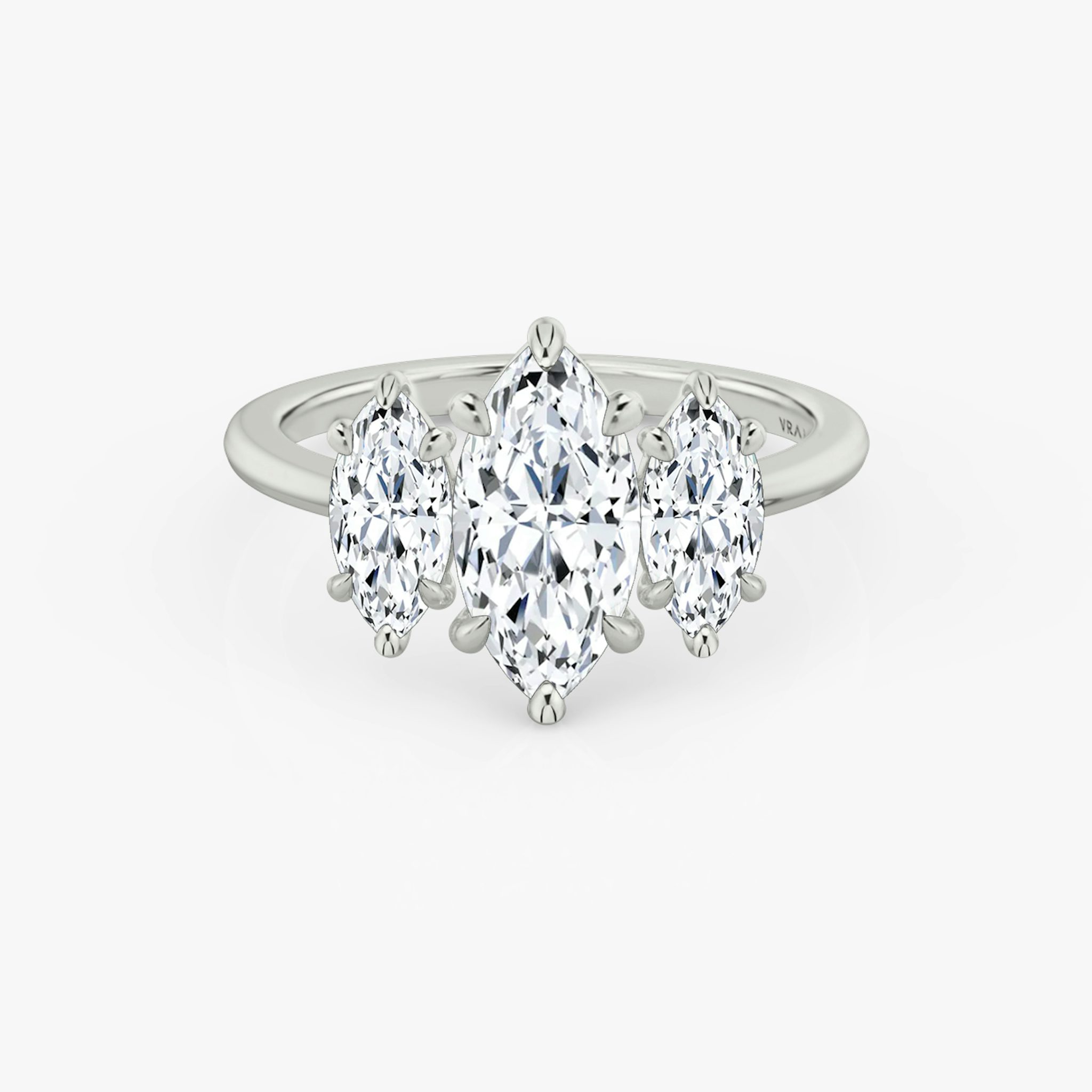 The Three Stone | Marquise | Platinum | bandAccent: Plain | sideStoneCarat: 0.50ct | sideStoneShape: Marquise | diamondOrientation: vertical | caratWeight: other