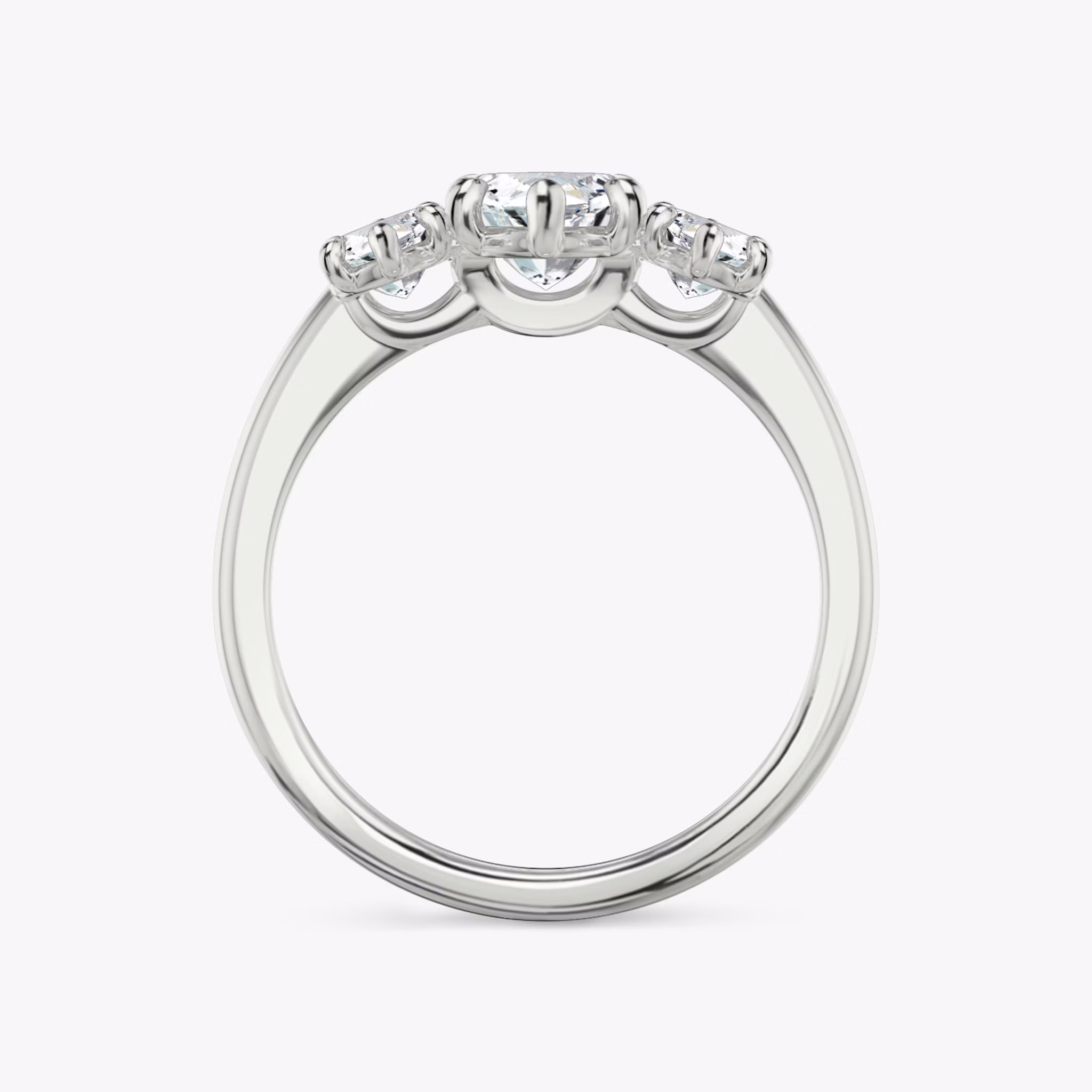 The Three Stone | Marquise | Platinum | bandAccent: Plain | sideStoneCarat: 0.50ct | sideStoneShape: Marquise | diamondOrientation: vertical | caratWeight: other
