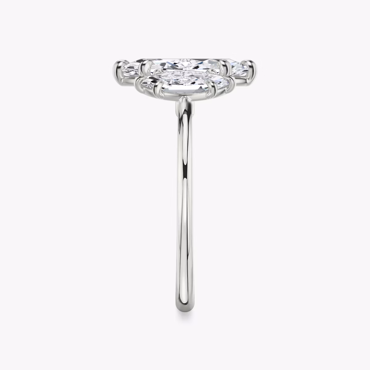 The Three Stone | Marquise | Platinum | bandAccent: Plain | sideStoneCarat: 0.50ct | sideStoneShape: Marquise | diamondOrientation: vertical | caratWeight: other