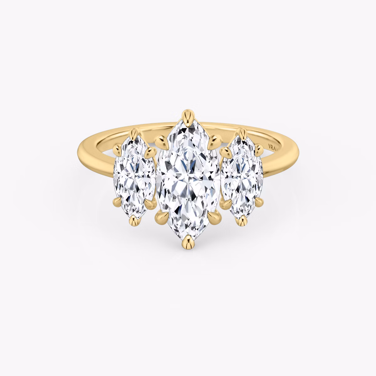 The Three Stone | Marquise | 18k | Yellow Gold | bandAccent: Plain | sideStoneCarat: 0.50ct | sideStoneShape: Marquise | diamondOrientation: vertical | caratWeight: other
